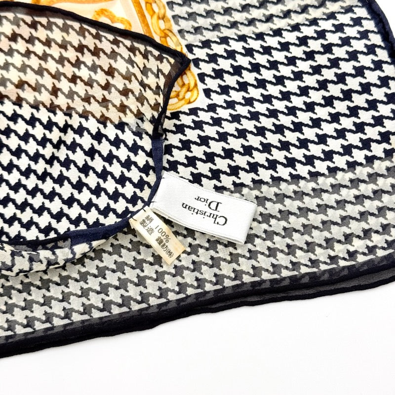 Dior Houndstooth Baroque Silk Scarf Black/Gold