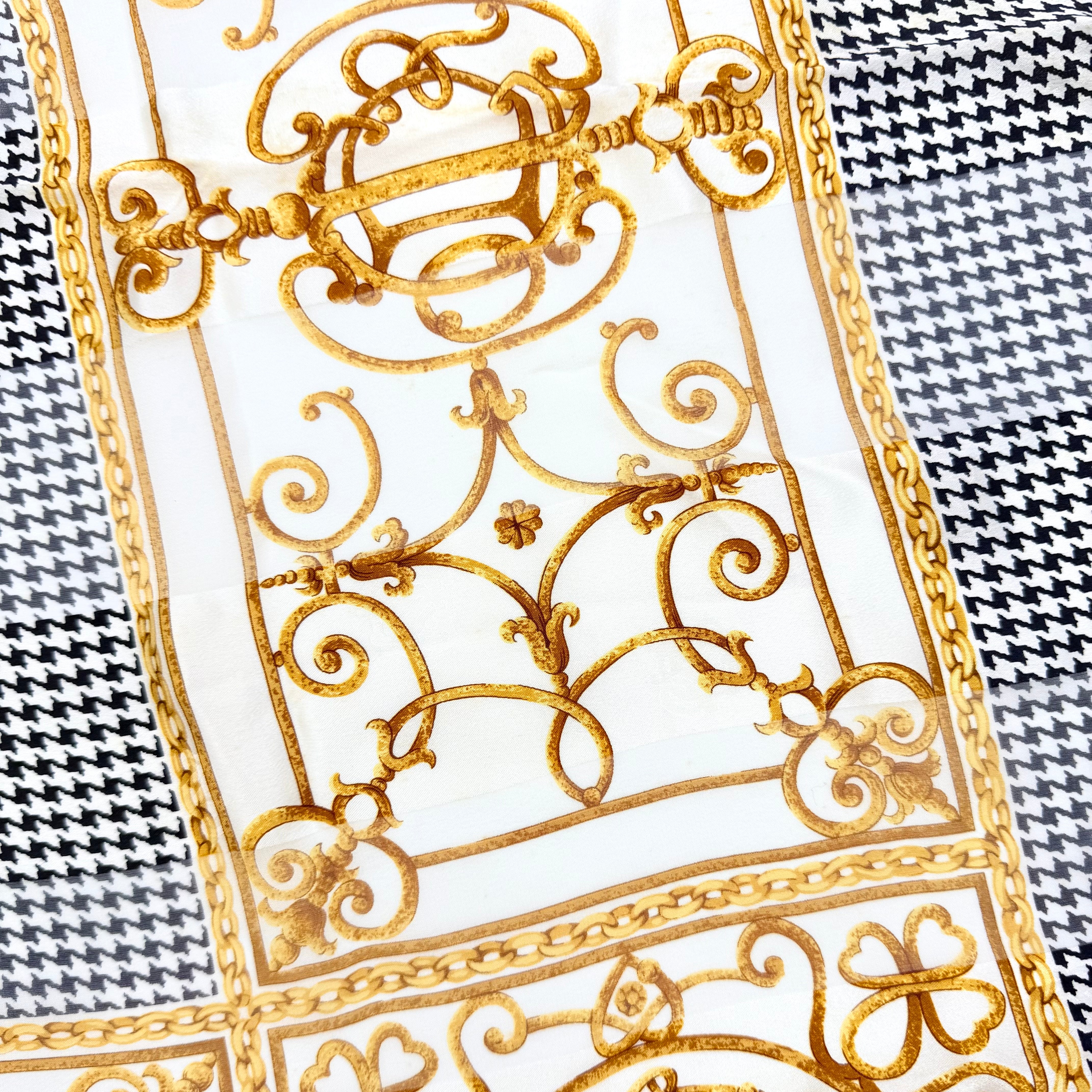 Dior Houndstooth Baroque Silk Scarf Black/Gold