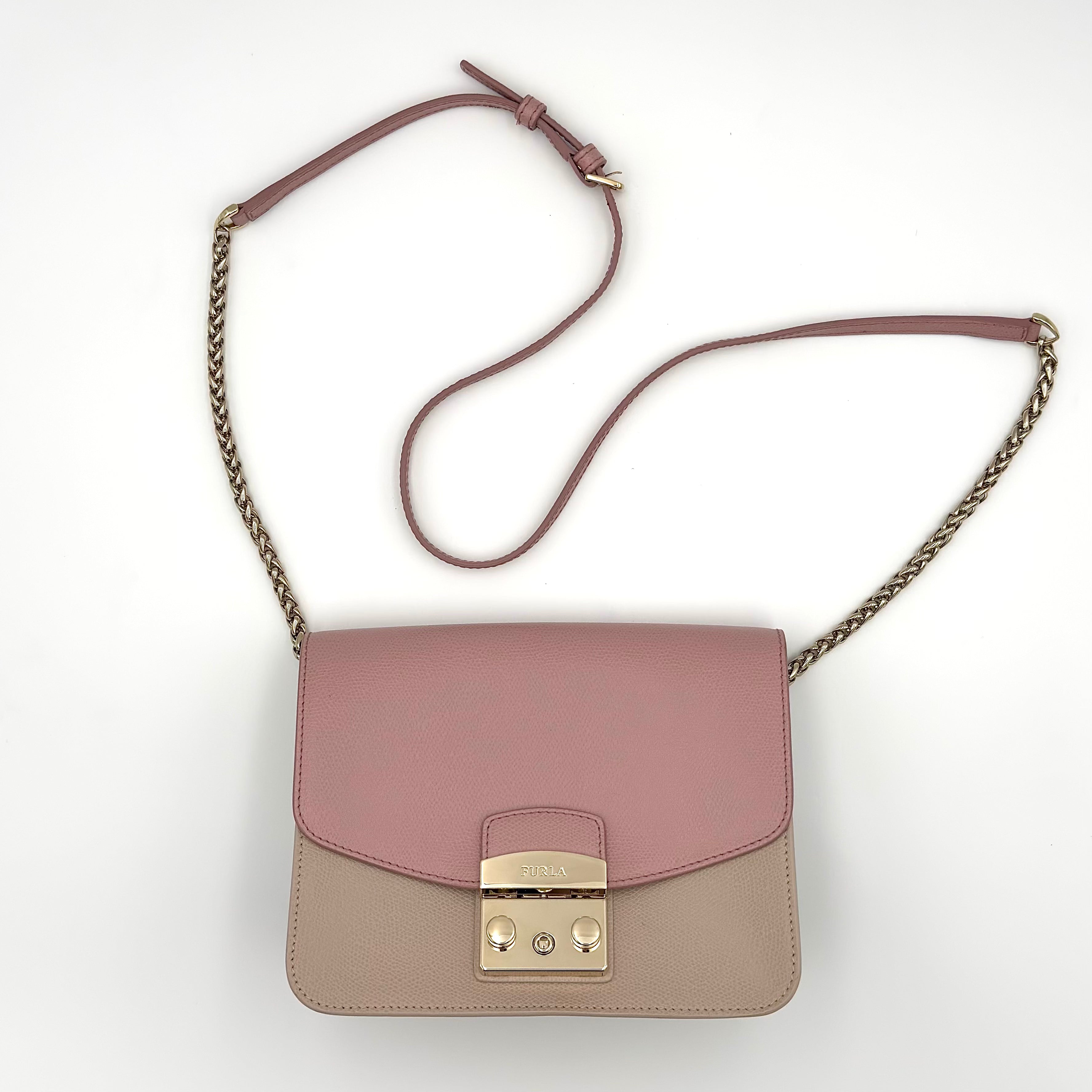 Furla Metropolis Bicolor Crossbody Bag Pink