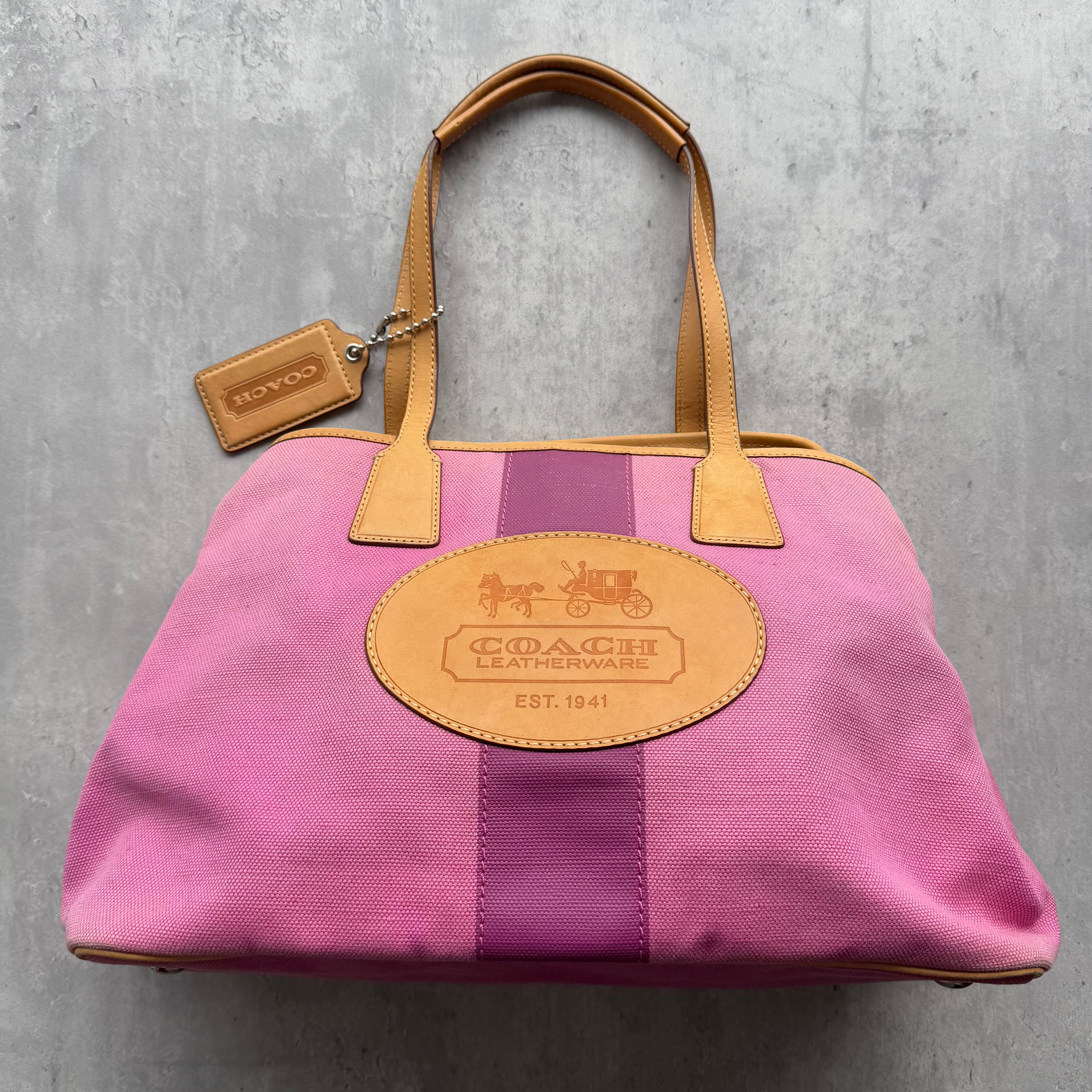 Coach Hamptons Avenue Tote Bag Pink/Beige