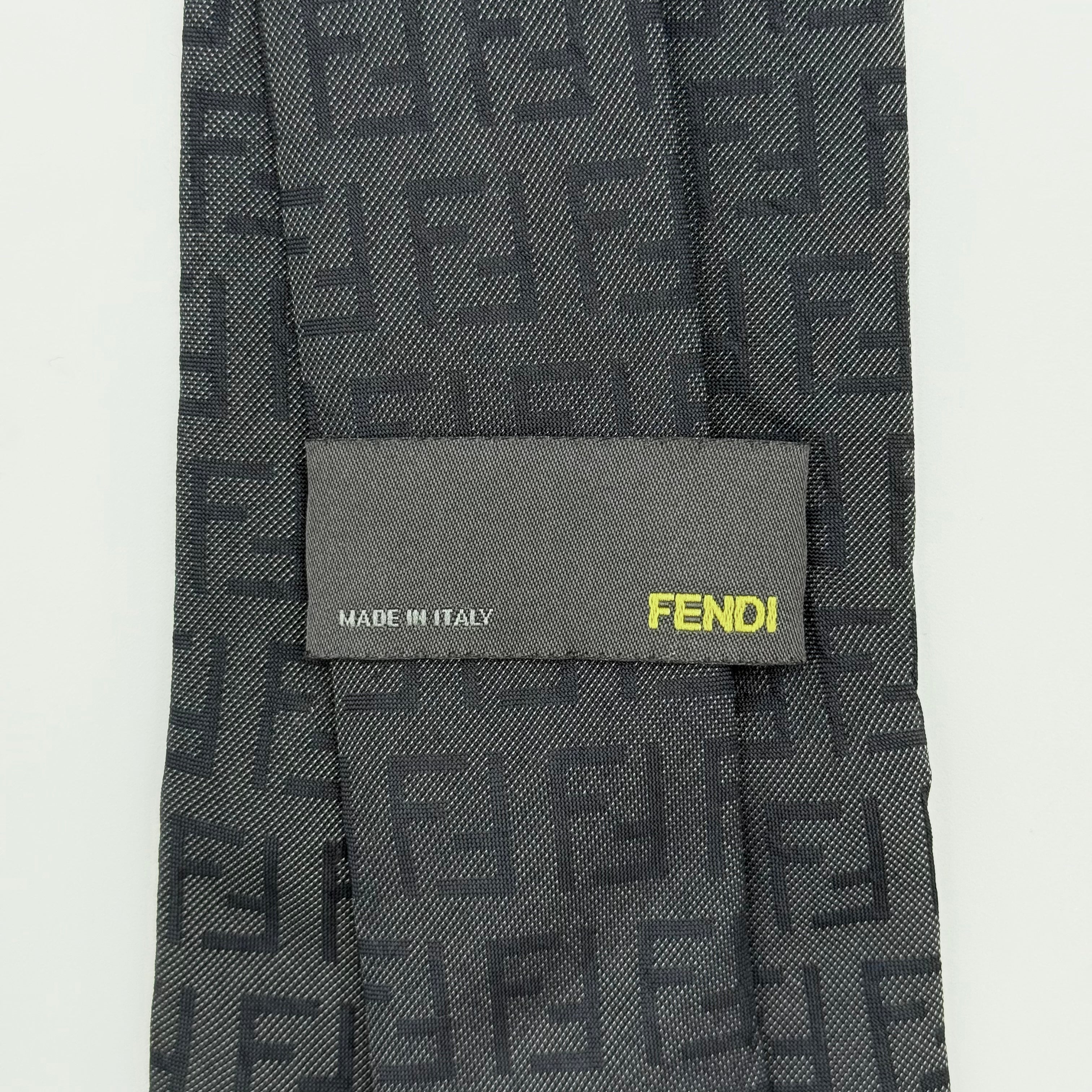 Fendi FF Monogram Silk Tie Grey/Black