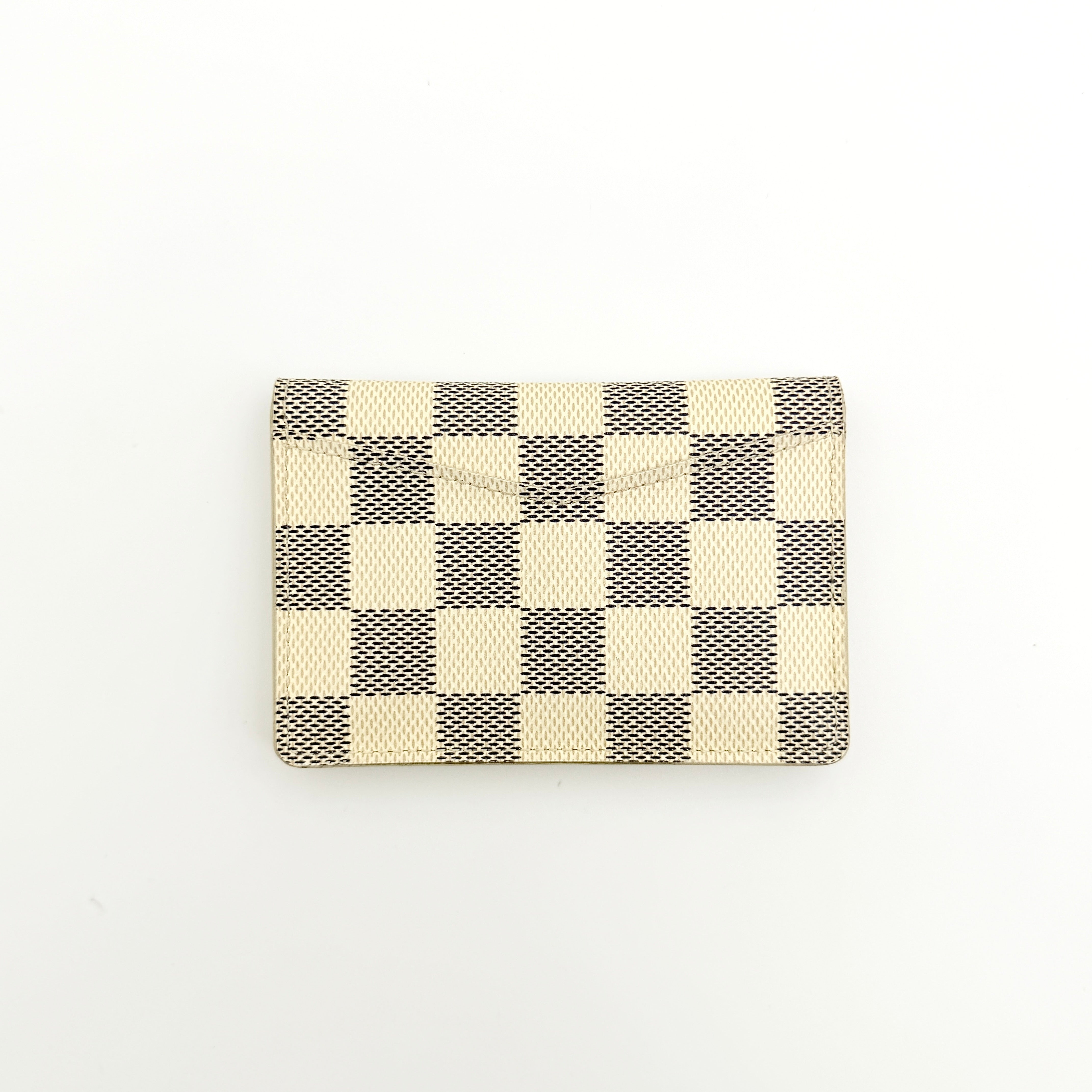 Louis Vuitton Damier Azur Pocket Organiser with box, dust bag, and booklet displayed on a white background.
