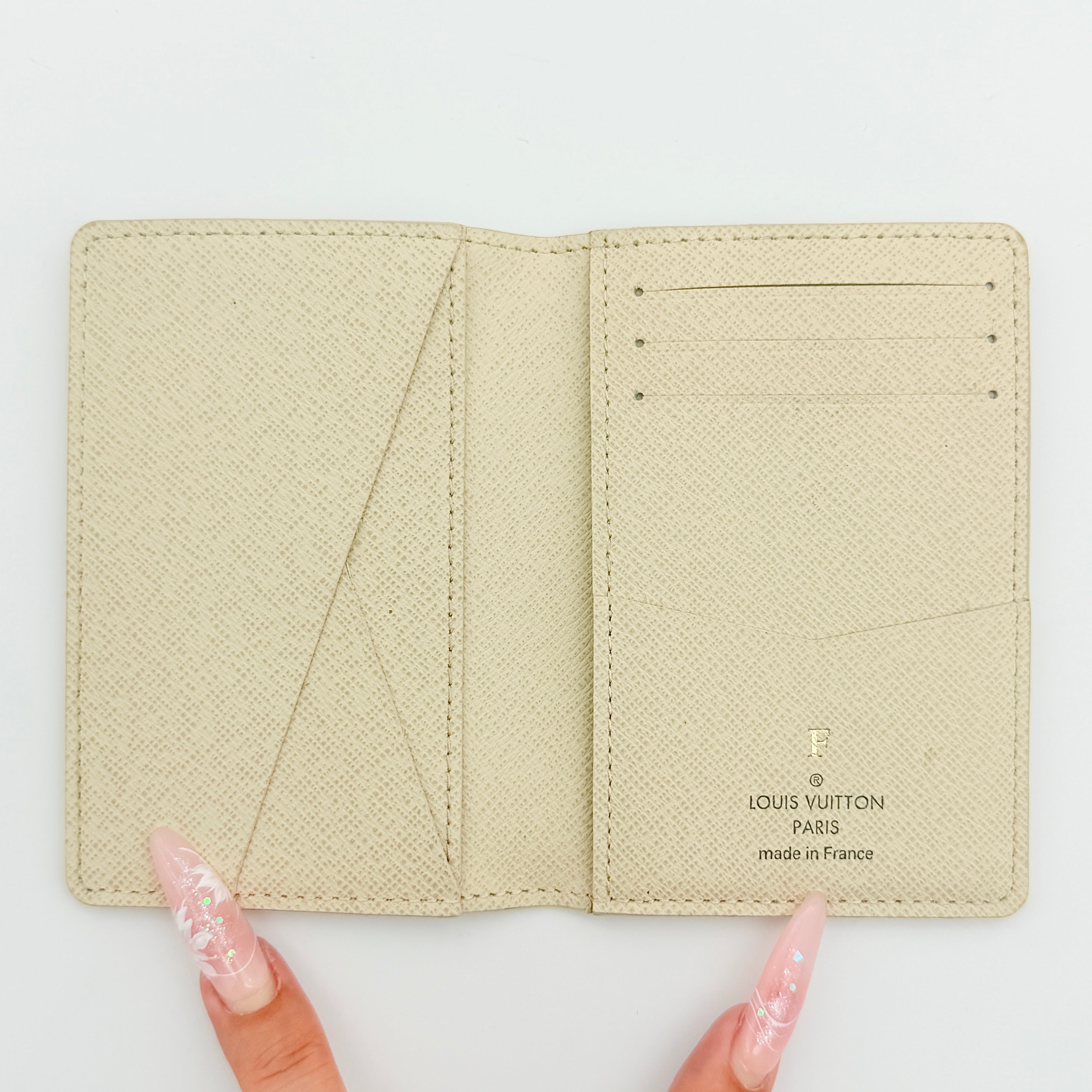 Louis Vuitton Damier Azur Pocket Organiser with box, dust bag, and booklet displayed on a white background.