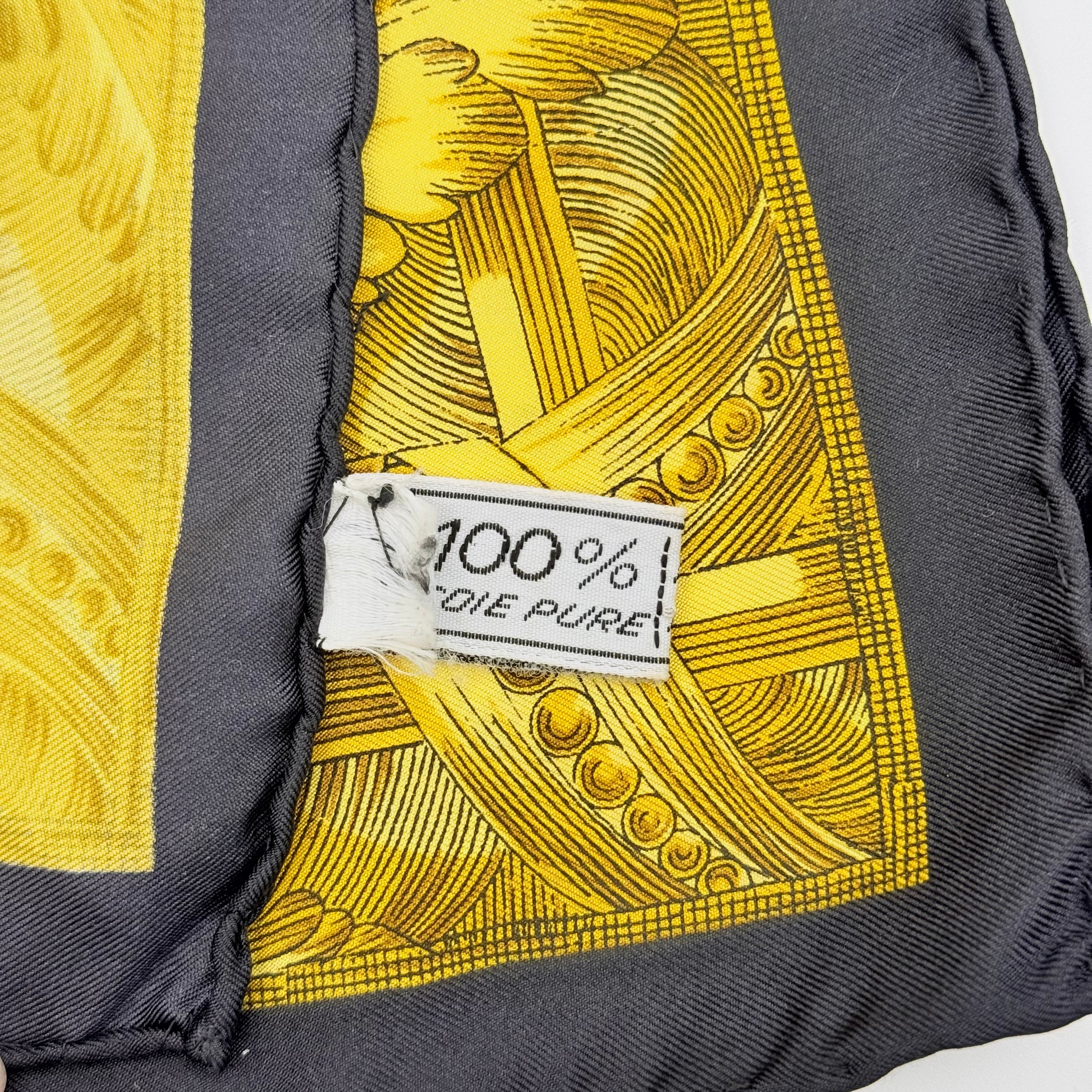 Celine Roman Silk Scarf Black/Gold