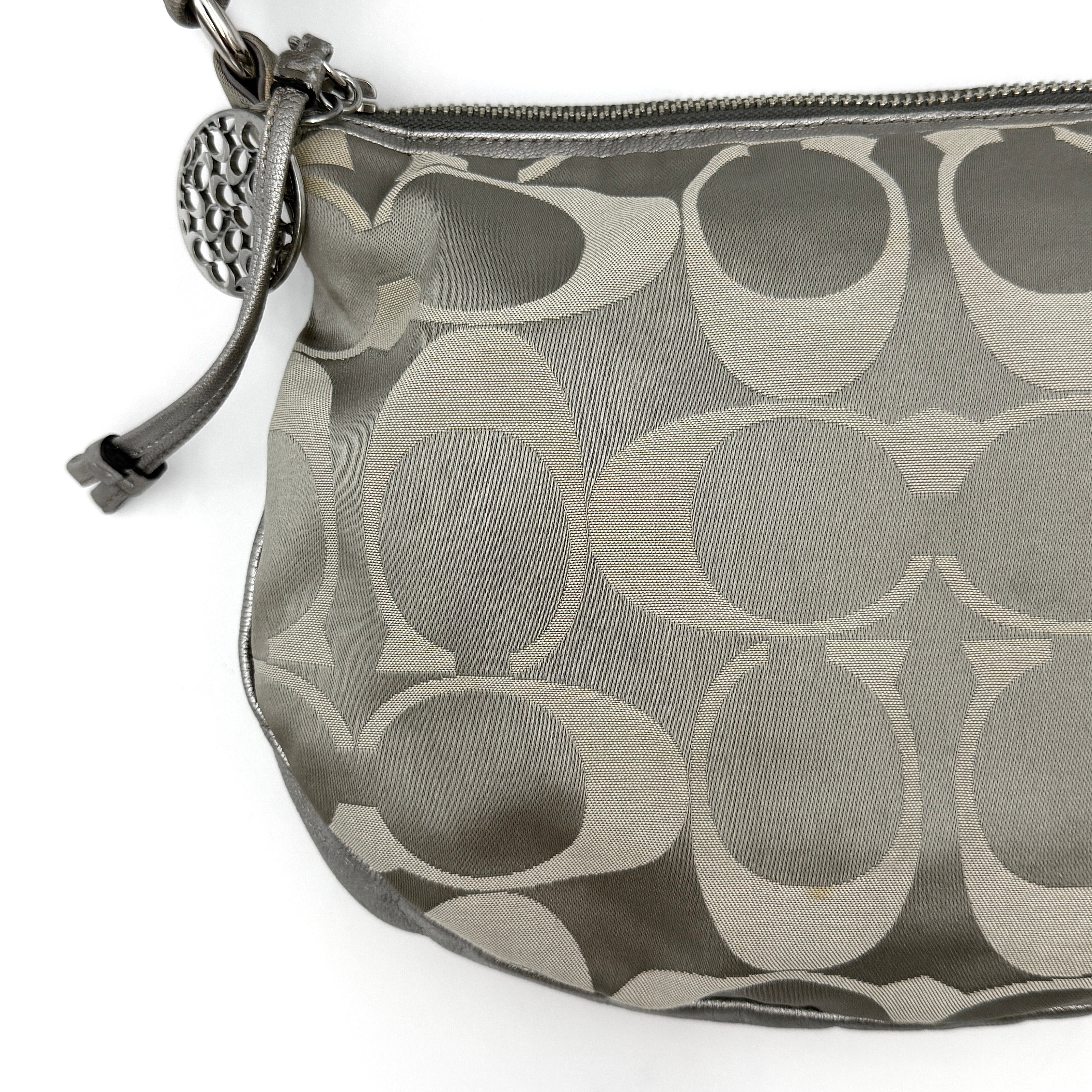 Coach Y2K Signature Hobo Shoulder Bag Silver