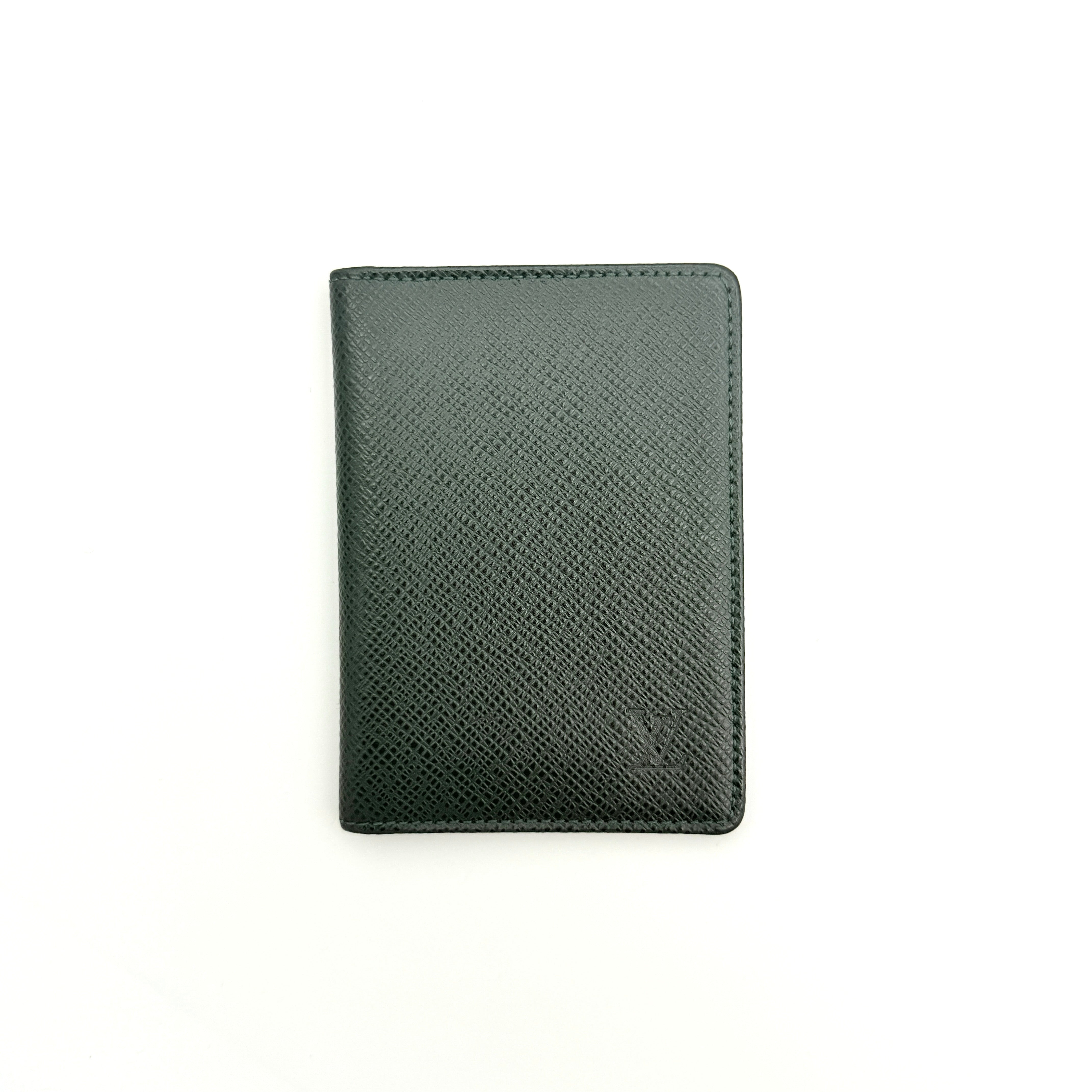 Louis Vuitton Taiga Leather Card Case Dark Green