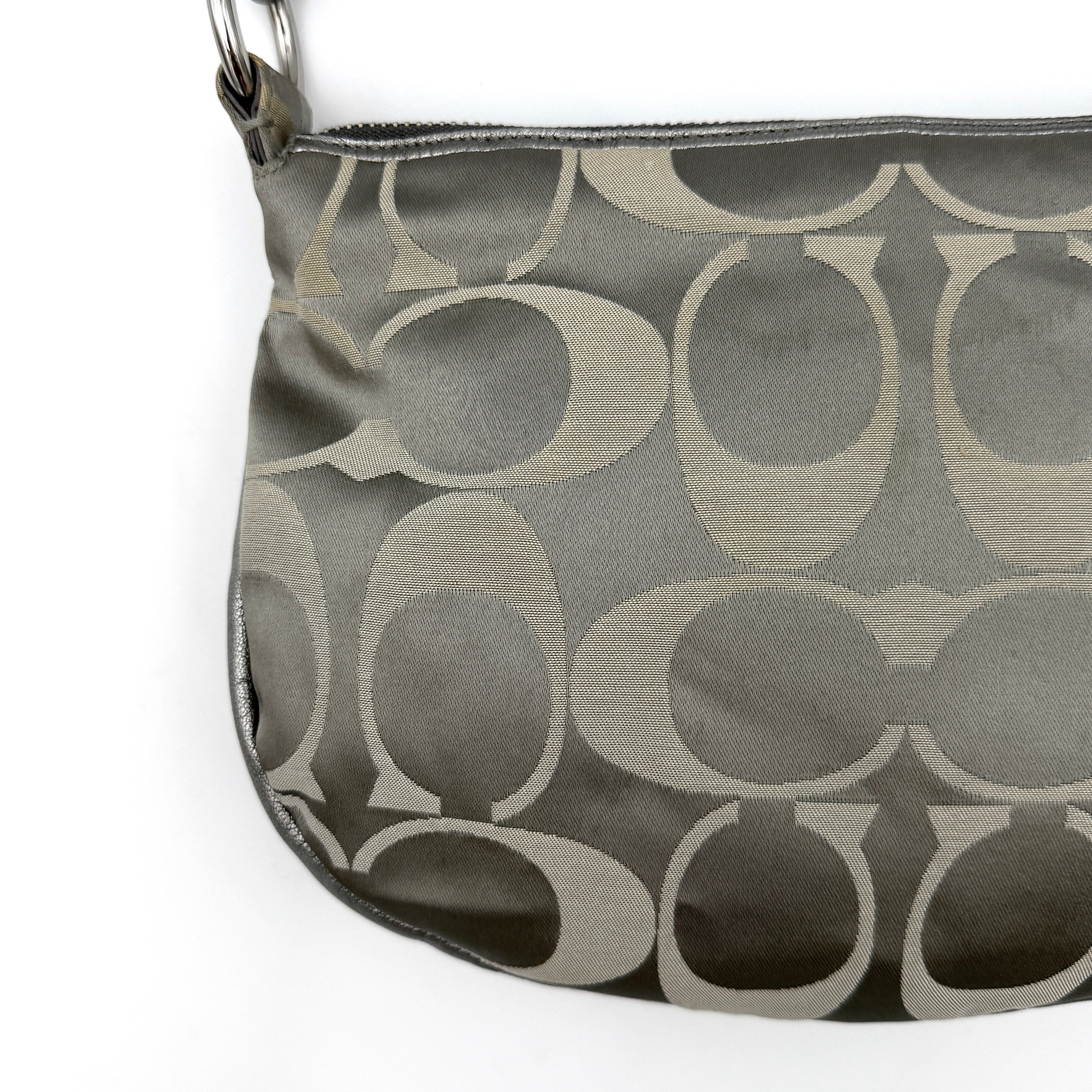 Coach Y2K Signature Hobo Shoulder Bag Silver