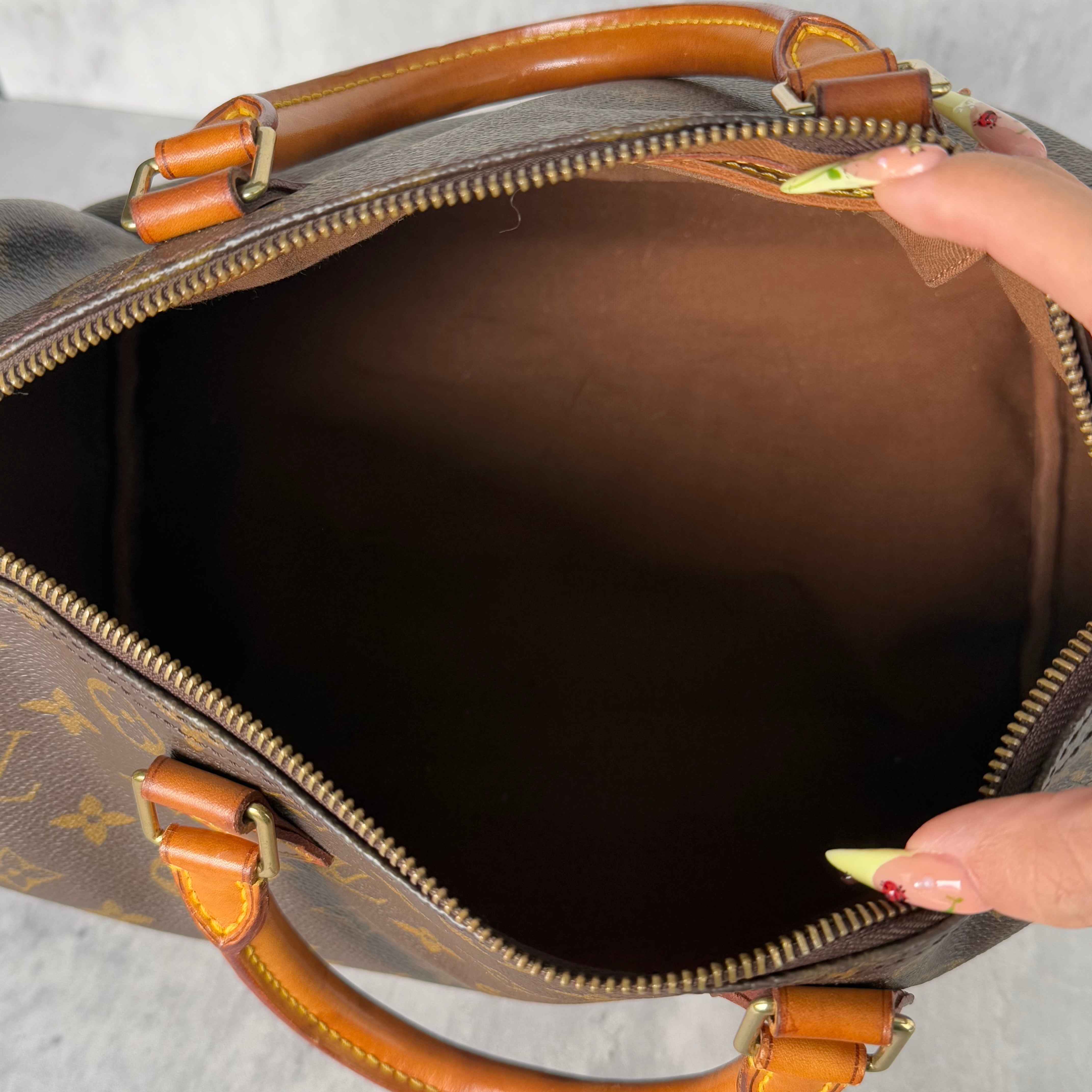 Louis Vuitton Monogram Speedy 30 Handbag Brown