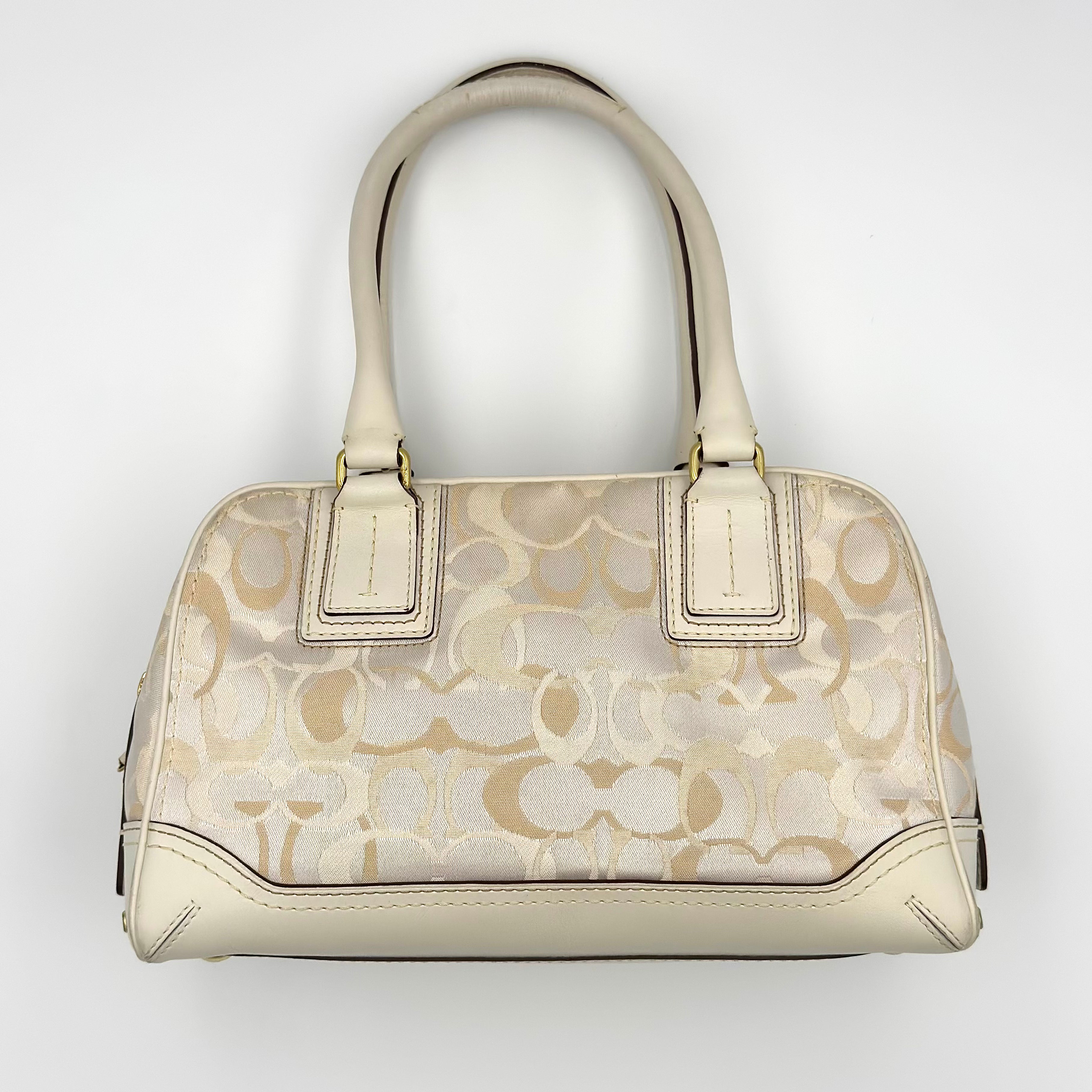 Coach Signature Canvas Satchel Handbag White