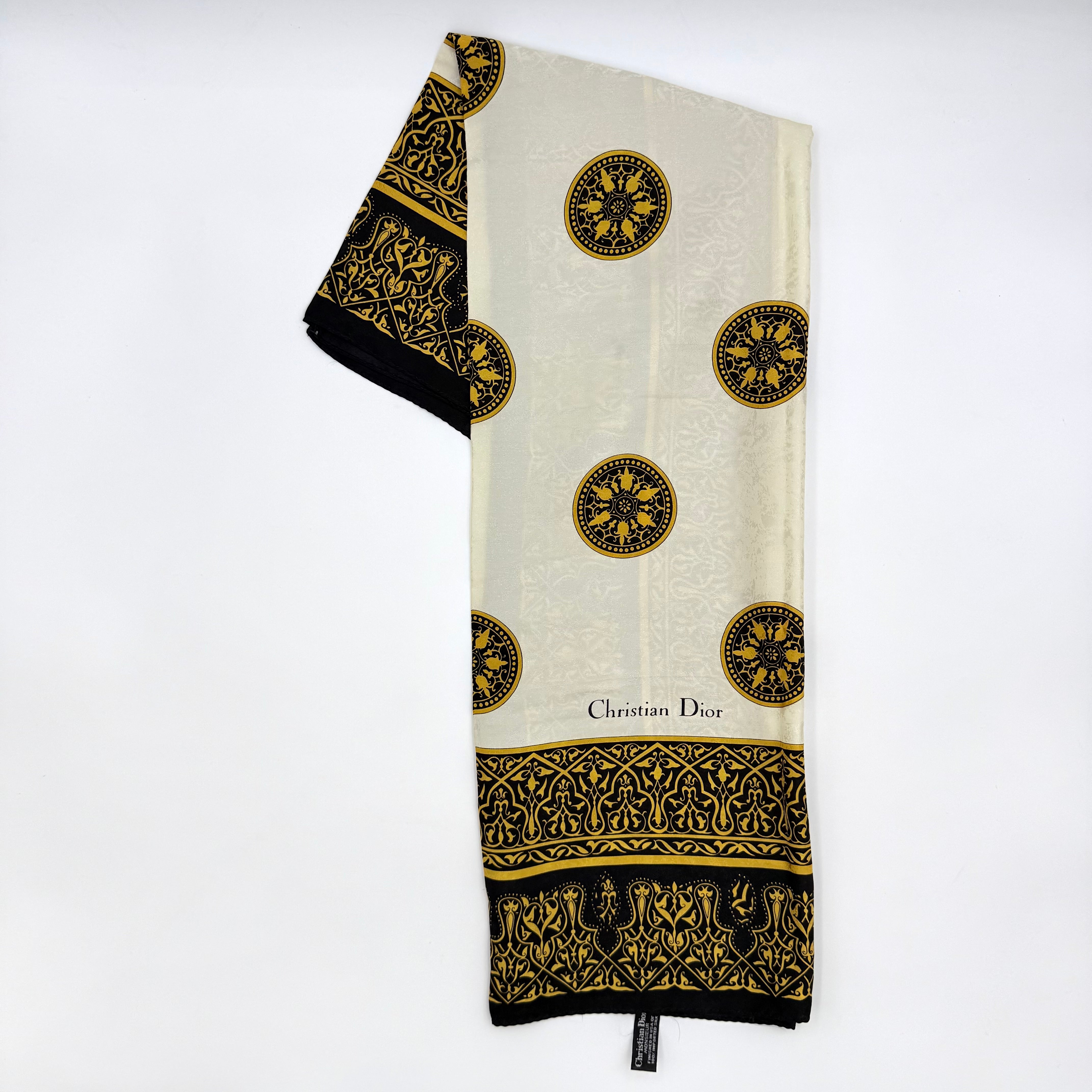 Christian Dior Medallion Silk Scarf Gold