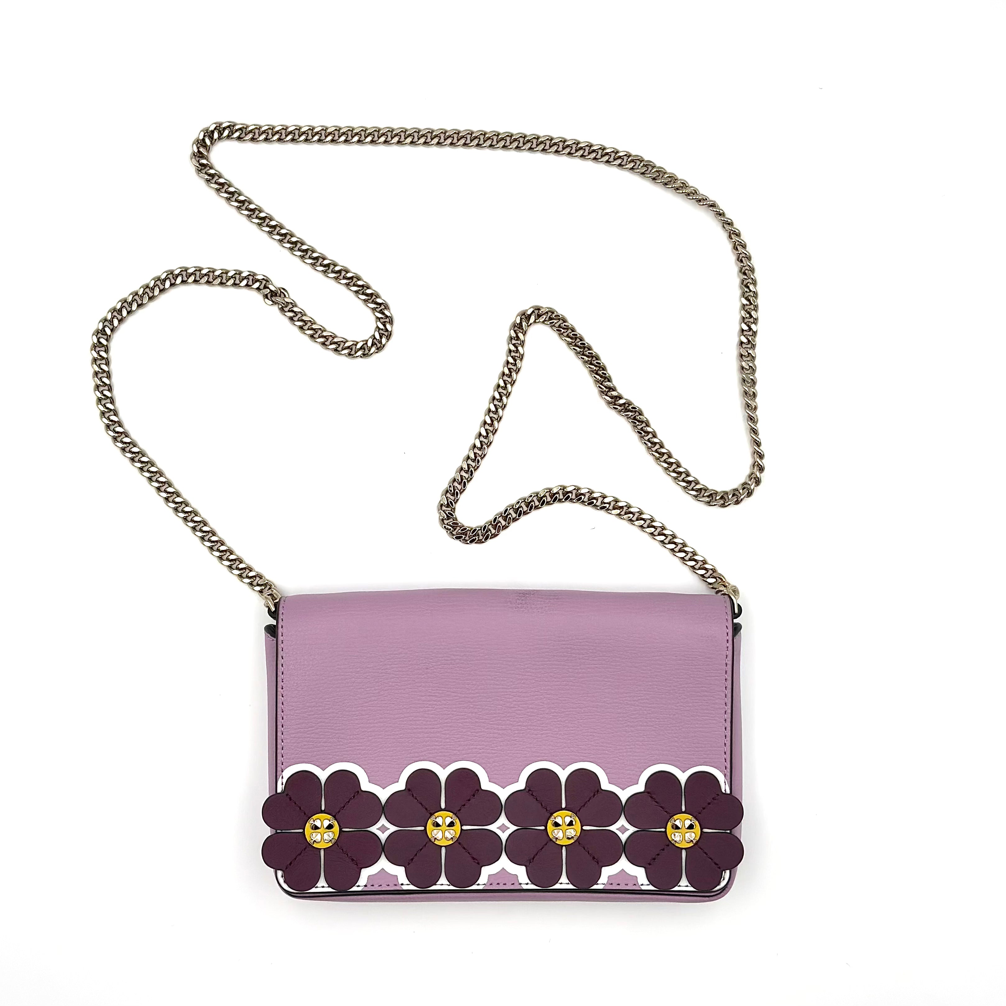 Kate Spade Sylvia Graphic Clover Appliqué Crossbody Bag Purple