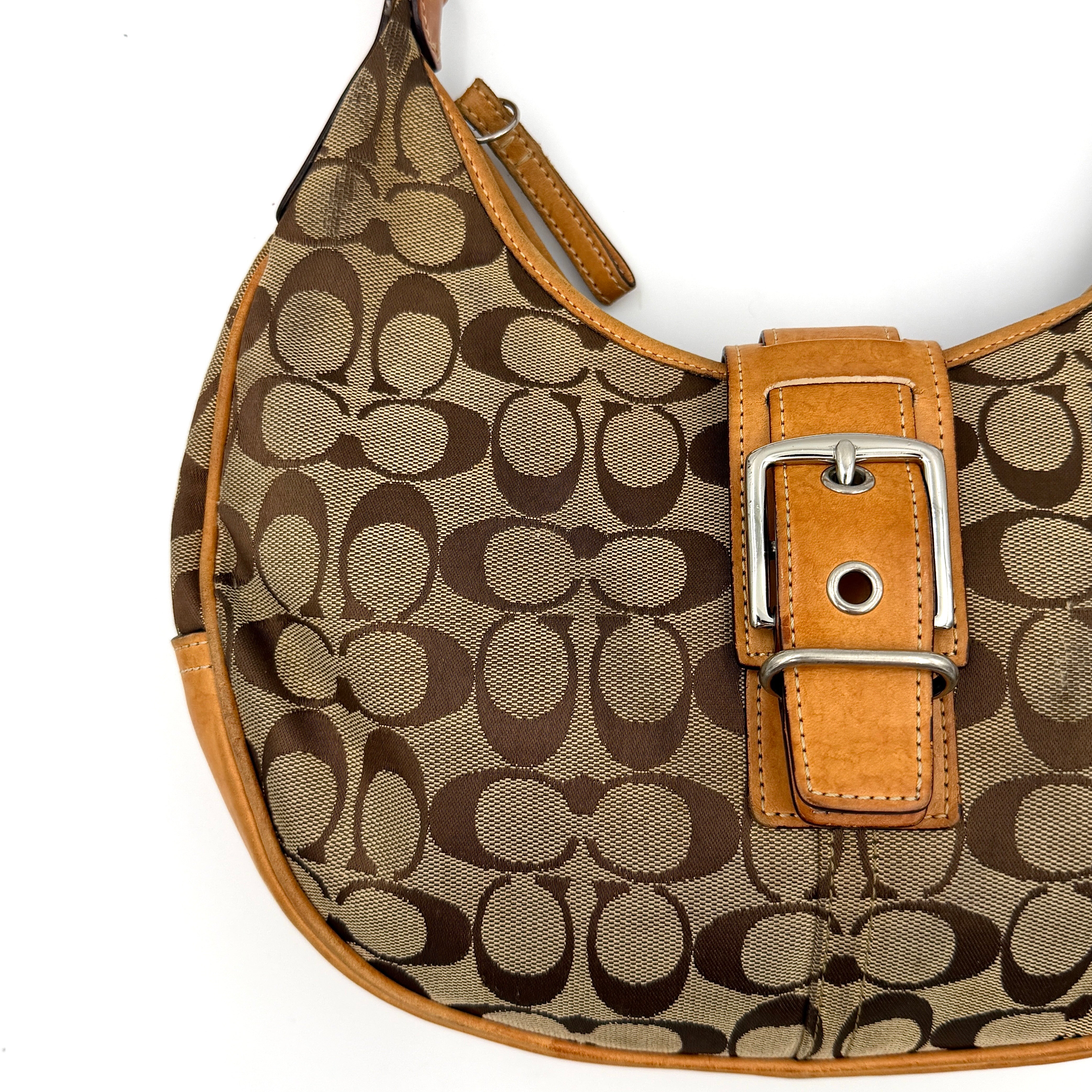 Coach Y2K Signature Hobo Buckle Shoulder Bag Beige/Tan