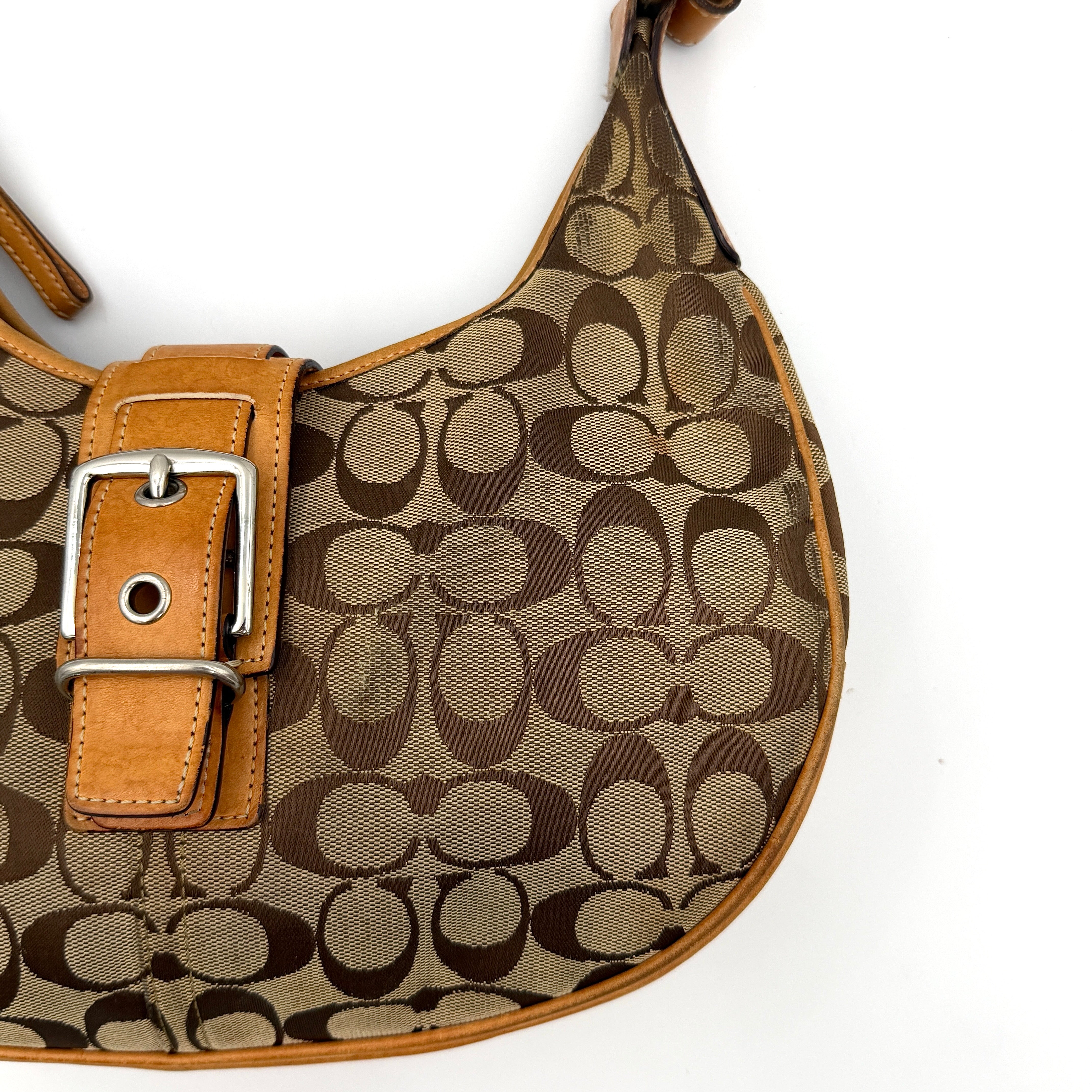 Coach Y2K Signature Hobo Buckle Shoulder Bag Beige/Tan