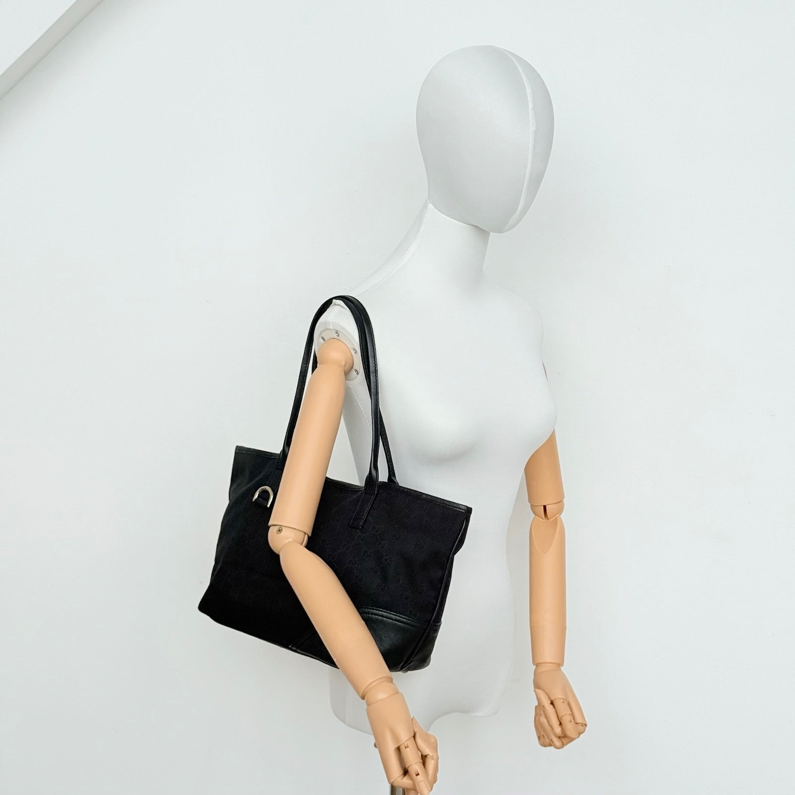 Gucci GG Monogram Britt Tote Bag Black/Gold