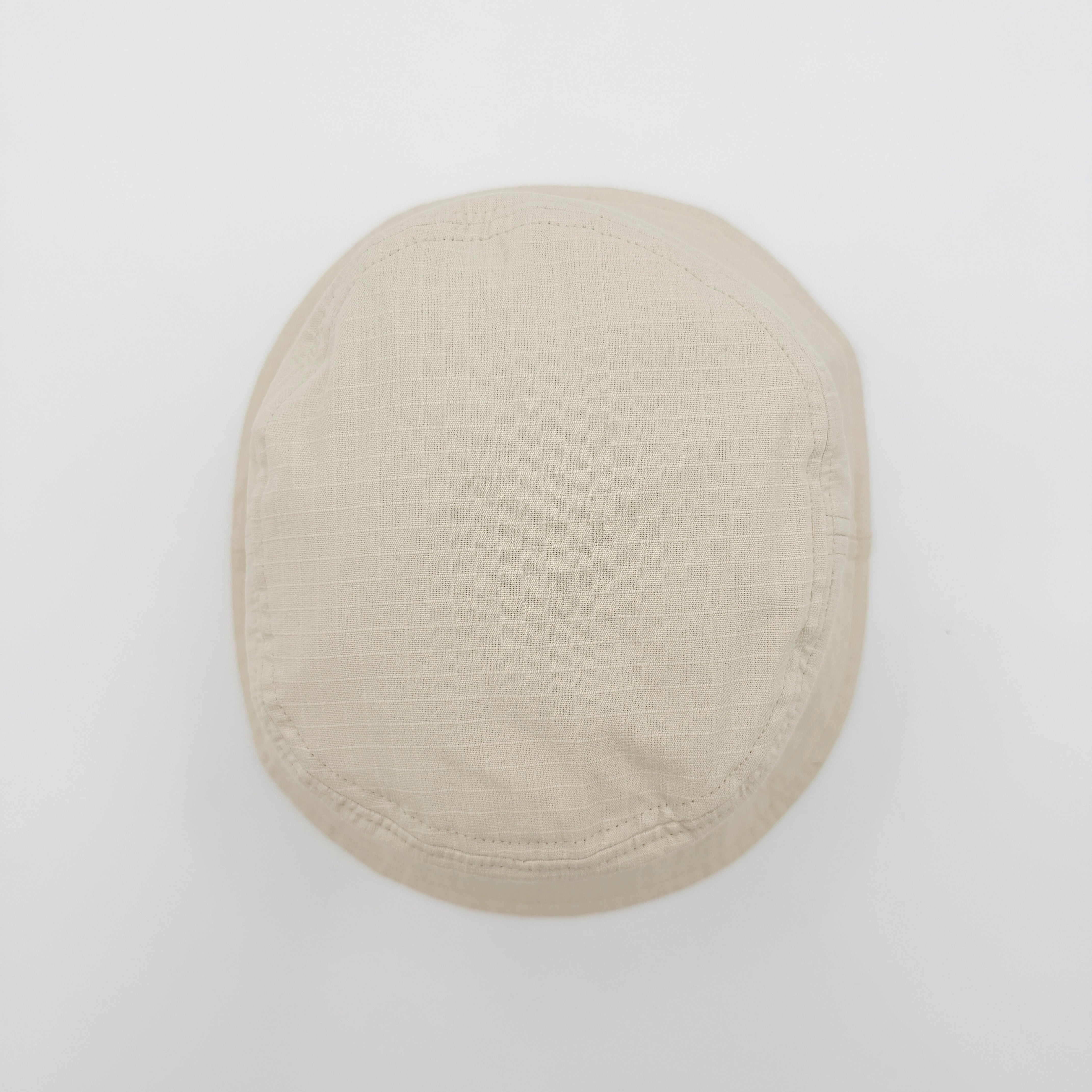 Vivienne Westwood Orb London bucket hat in cream cotton with black embroidery, shown from the front.