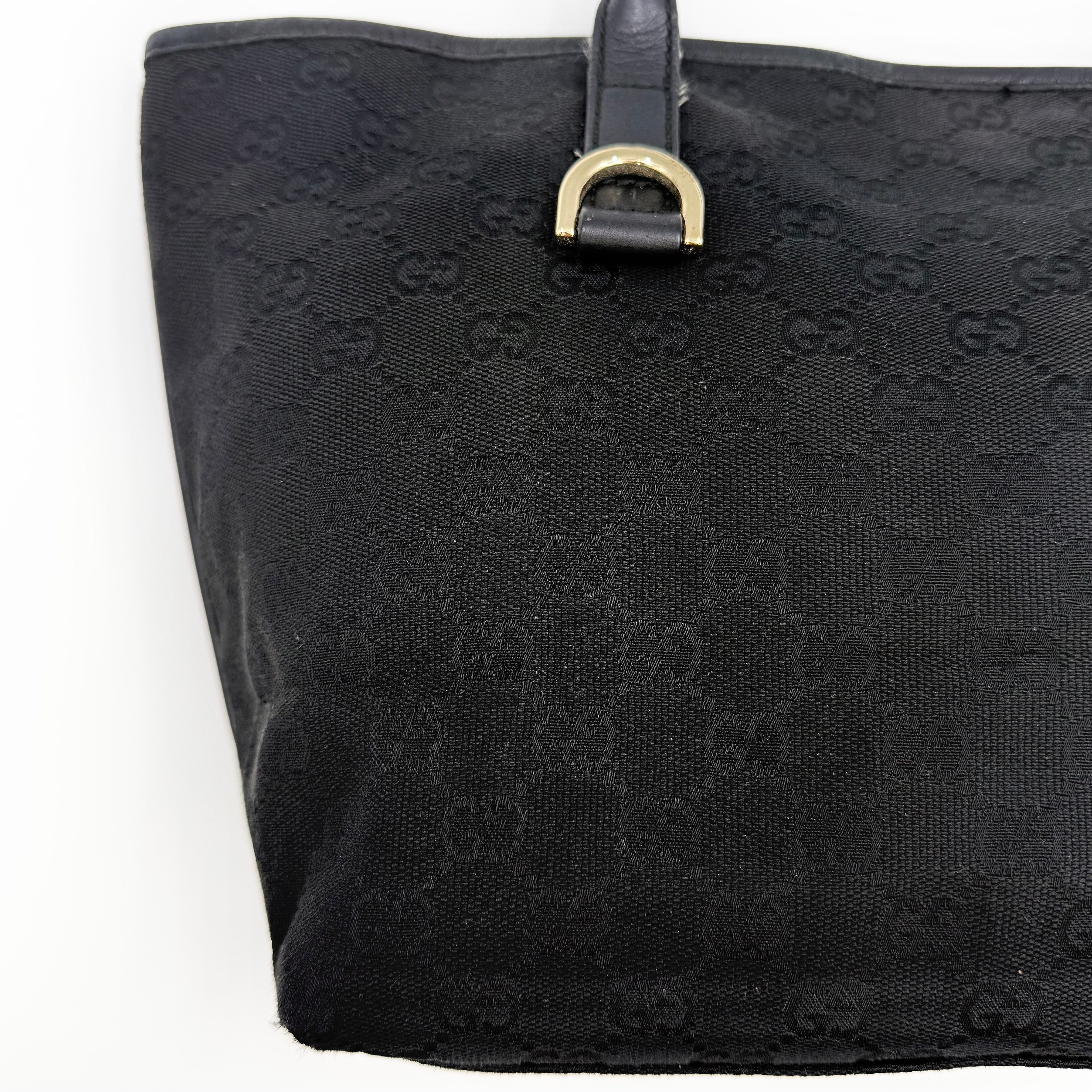 Gucci GG Monogram Britt Tote Bag Black/Gold