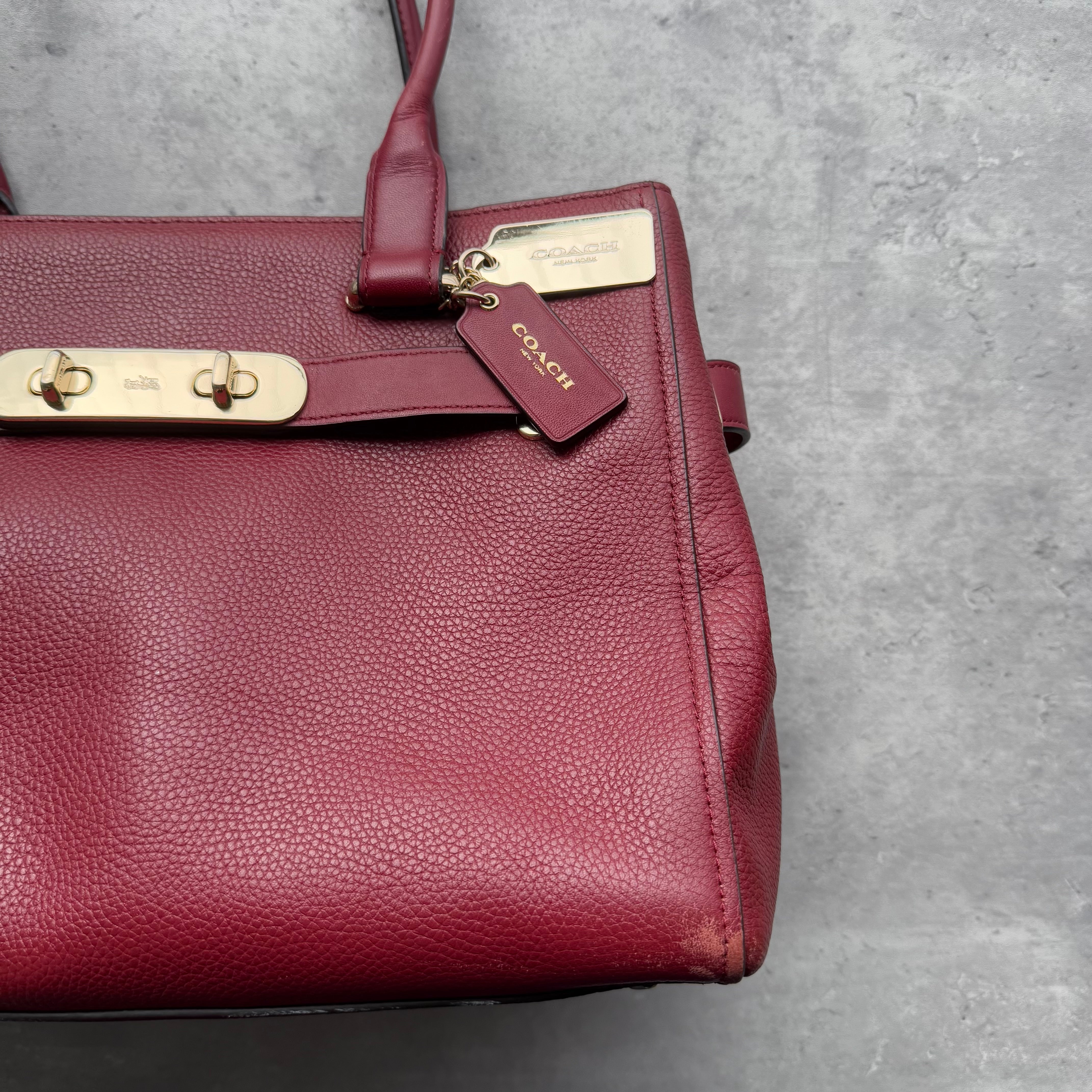 Coach Swagger Carryall Handbag Burgundy
