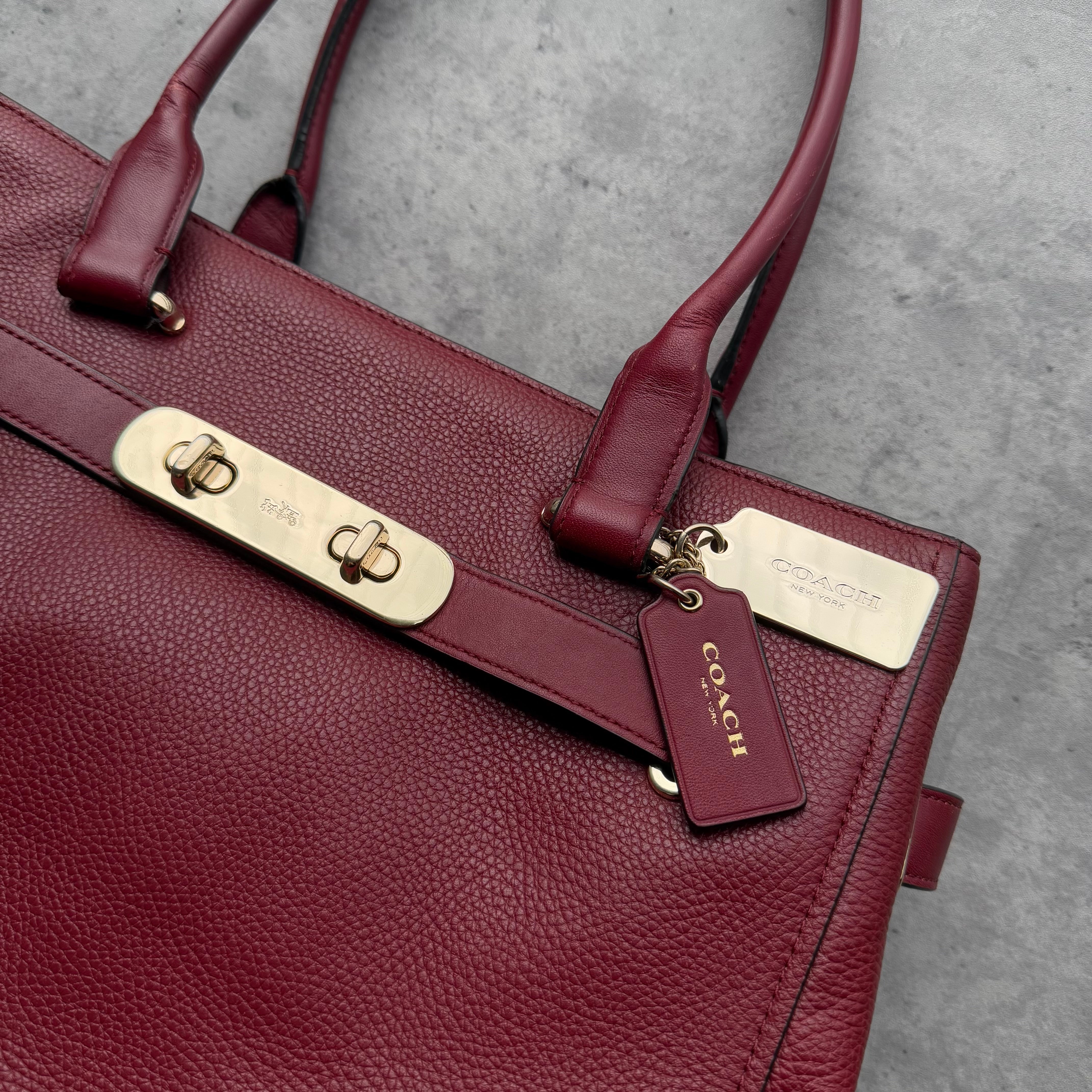 Coach Swagger Carryall Handbag Burgundy