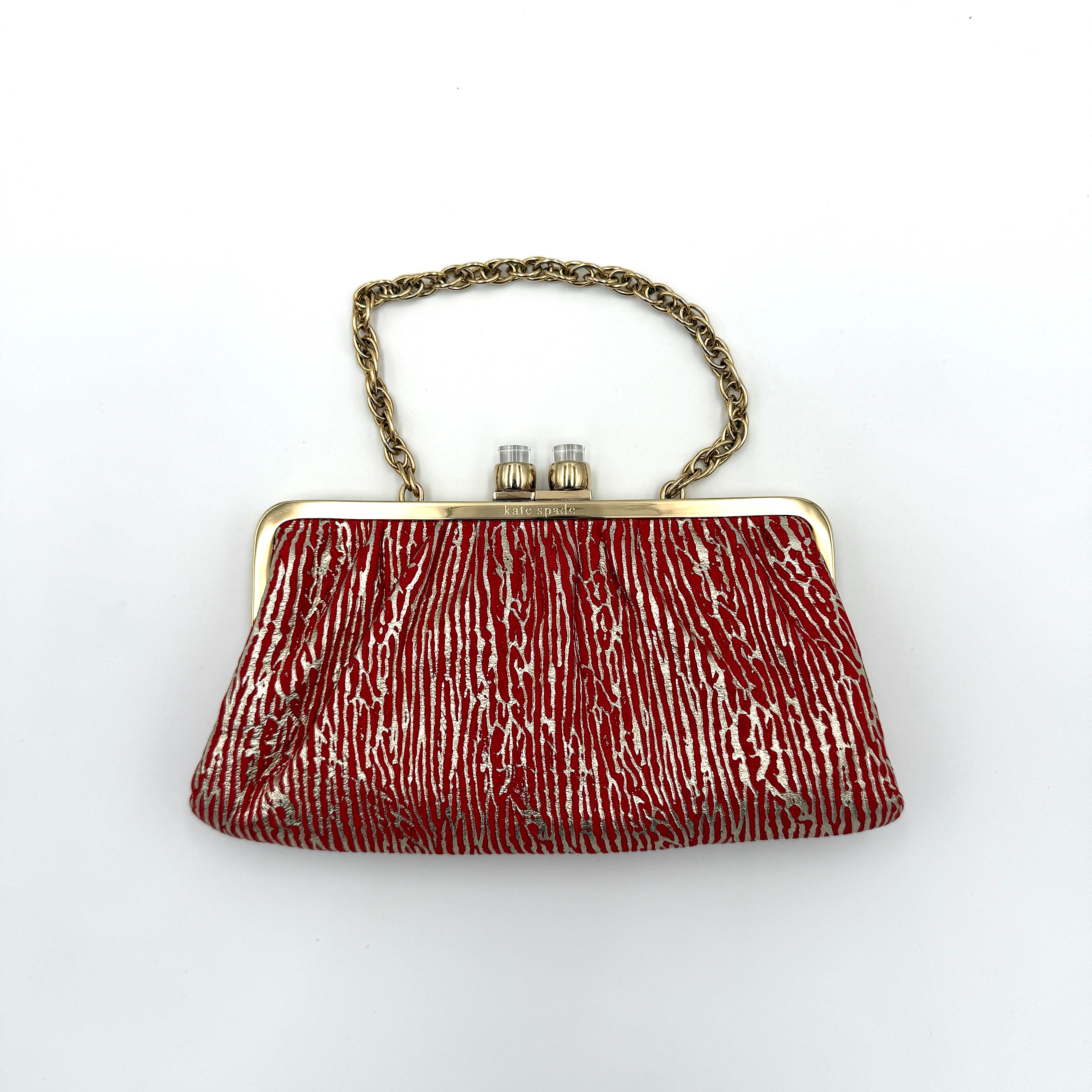 Kate Spade 2Way Clutch Bag Red/Gold