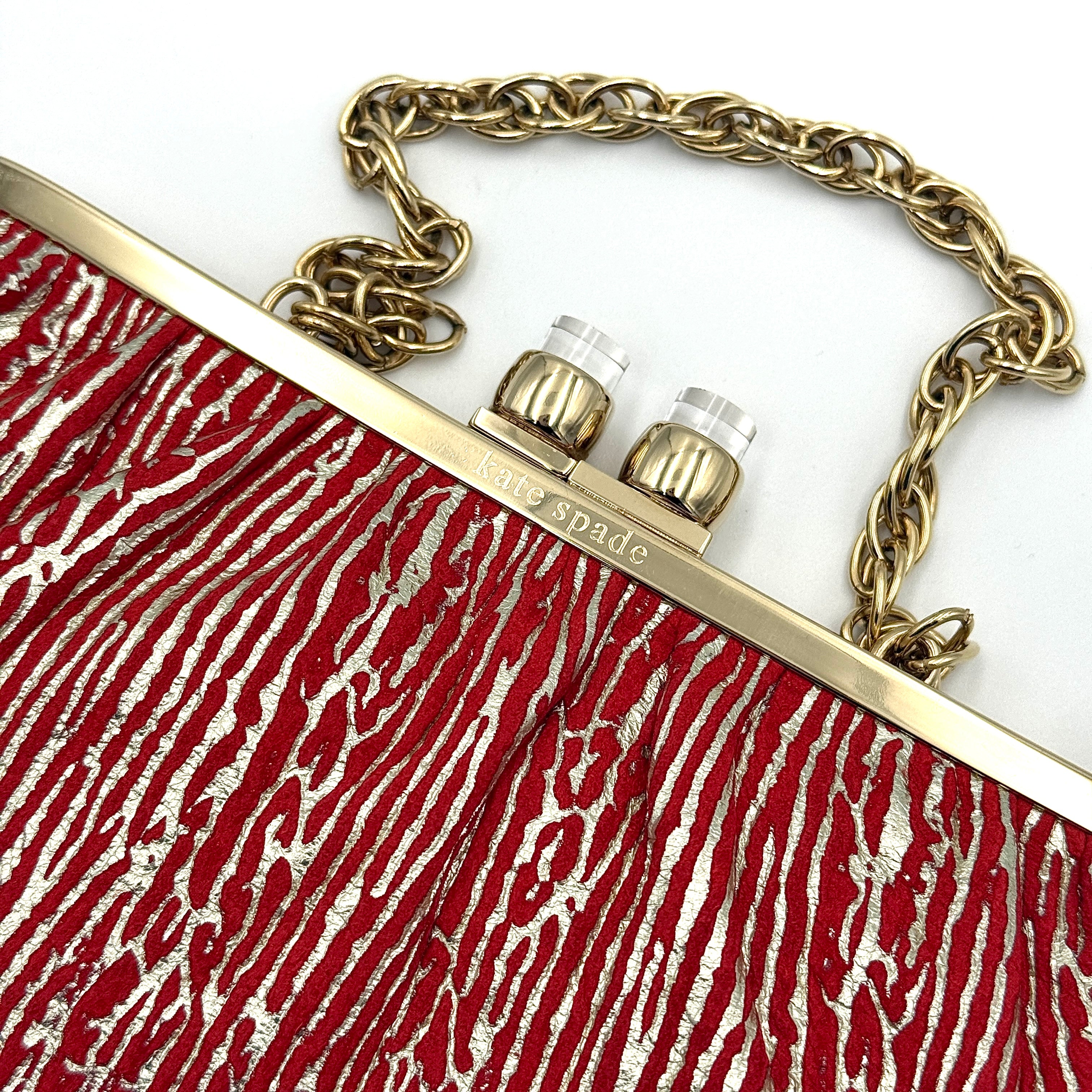 Kate Spade 2Way Clutch Bag Red/Gold