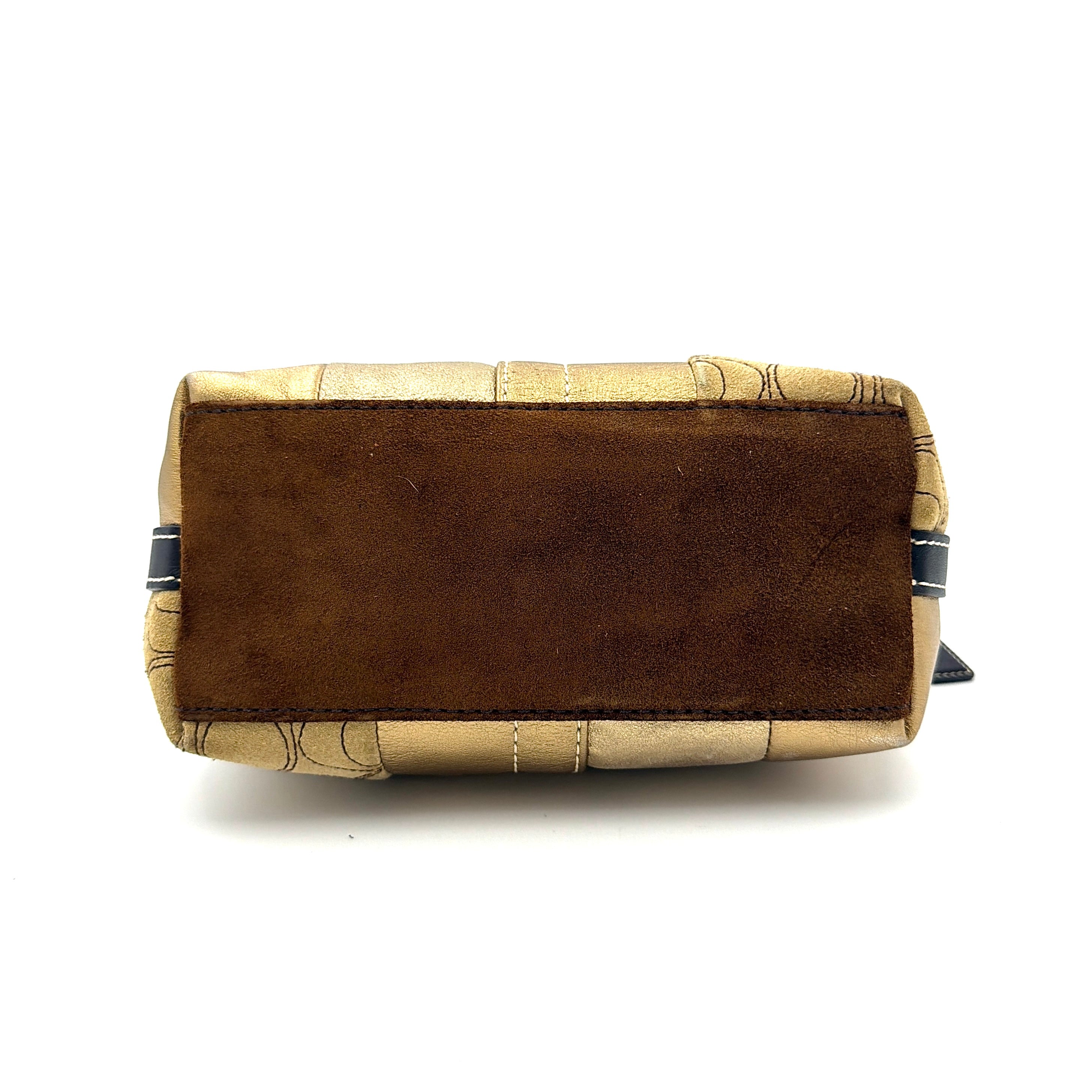 Coach Y2K Signature Mini Hobo Patchwork Shoulder Bag Gold