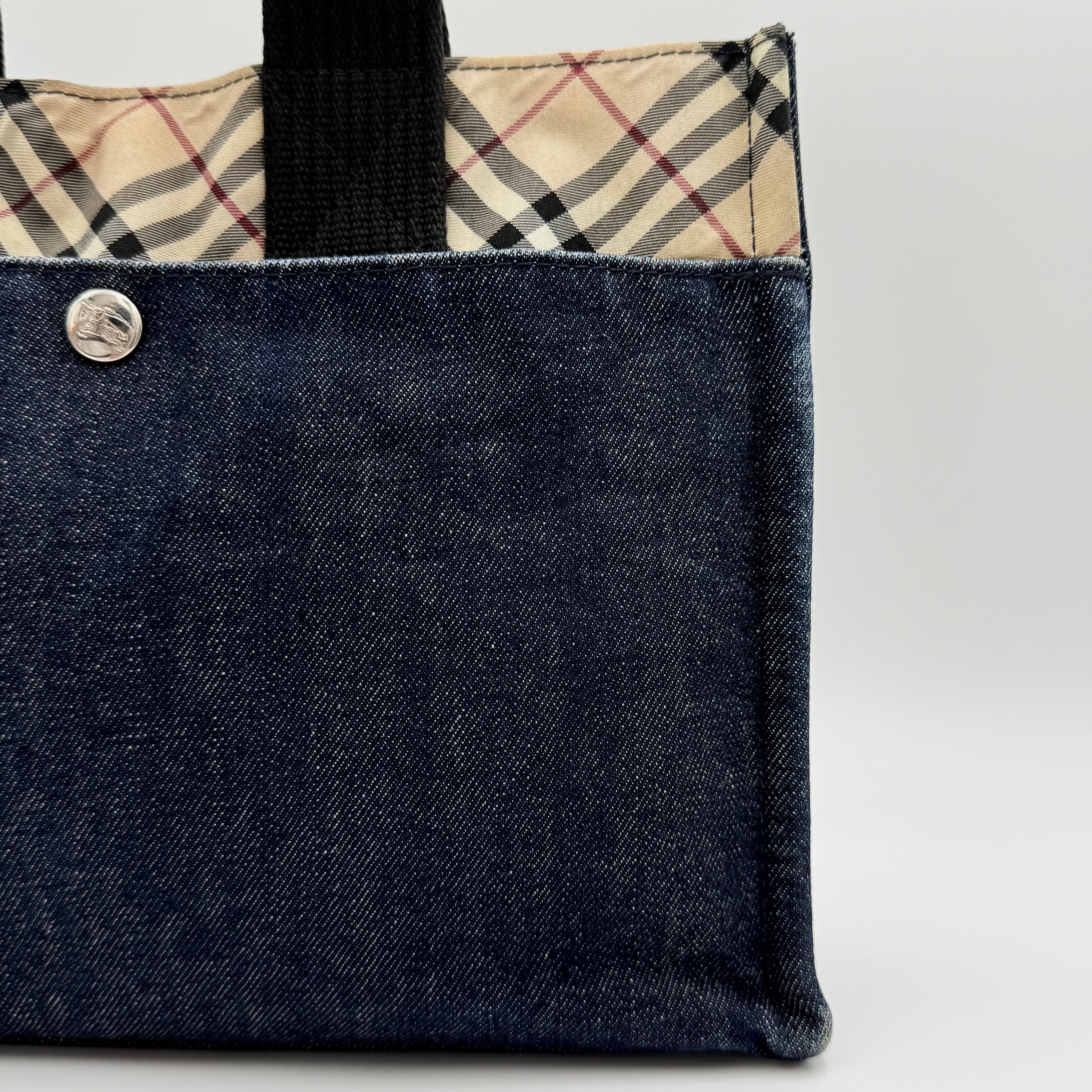 Burberry Blue Label Nova Check Denim Tote Bag Blue/Beige