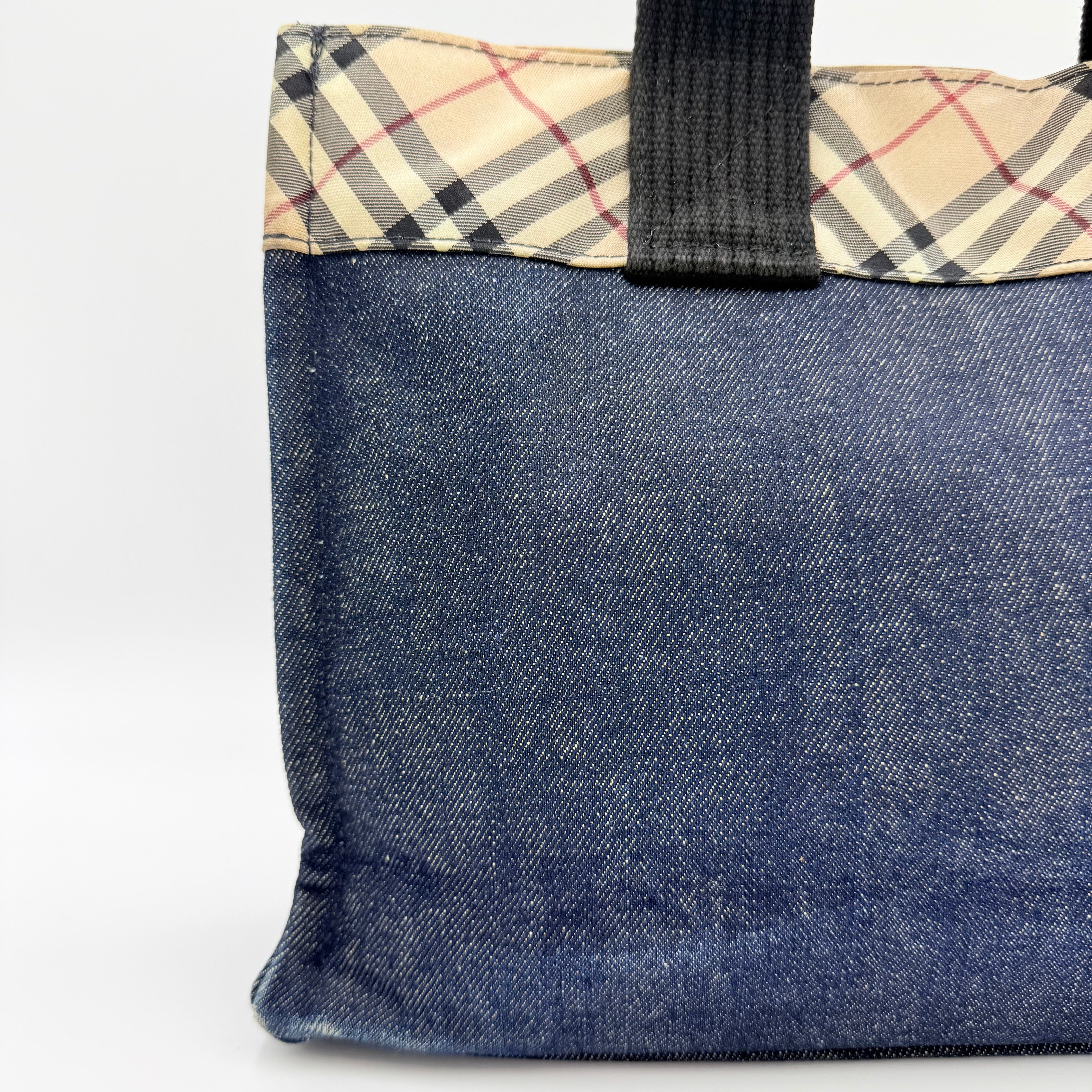 Burberry Blue Label Nova Check Denim Tote Bag Blue/Beige