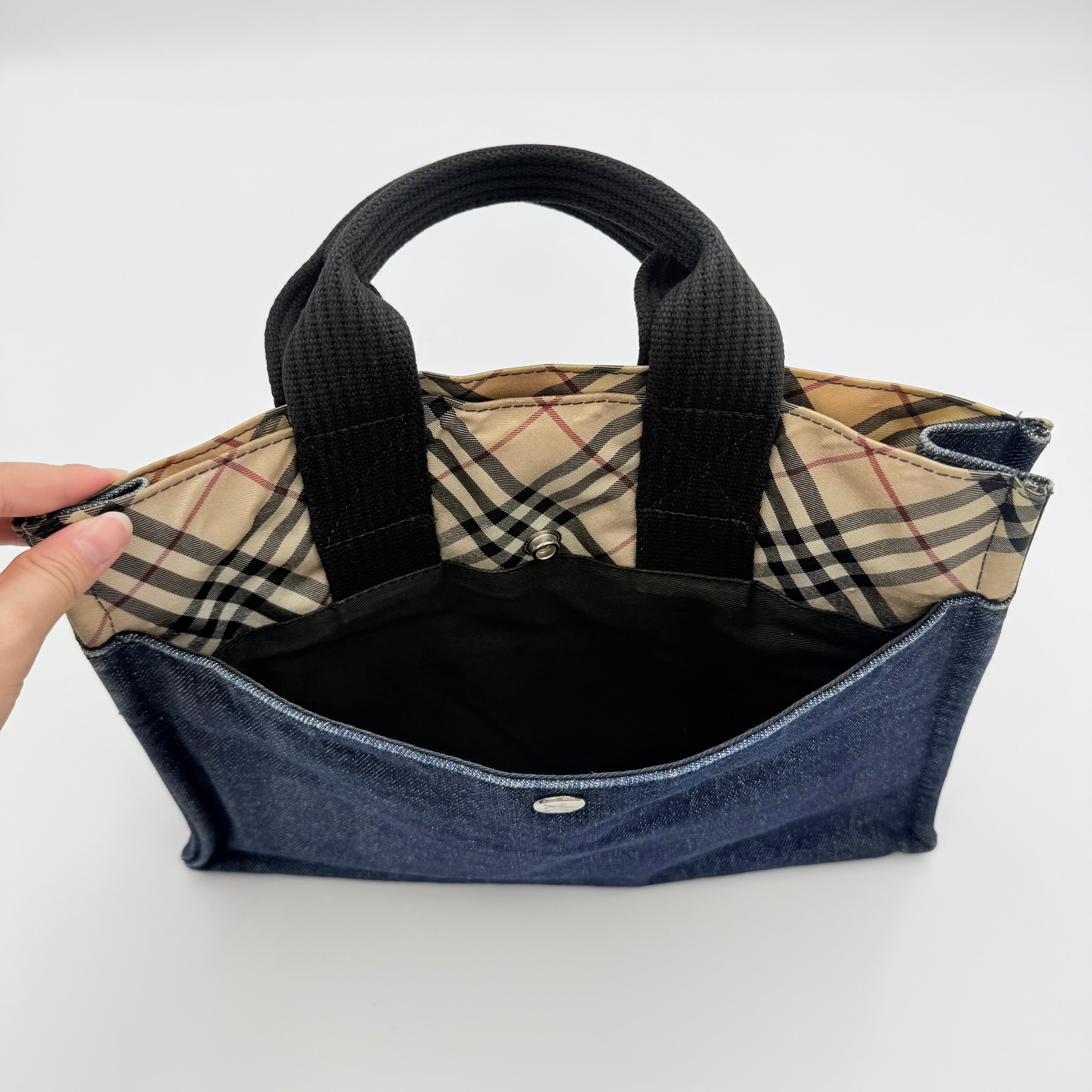 Burberry Blue Label Nova Check Denim Tote Bag Blue/Beige