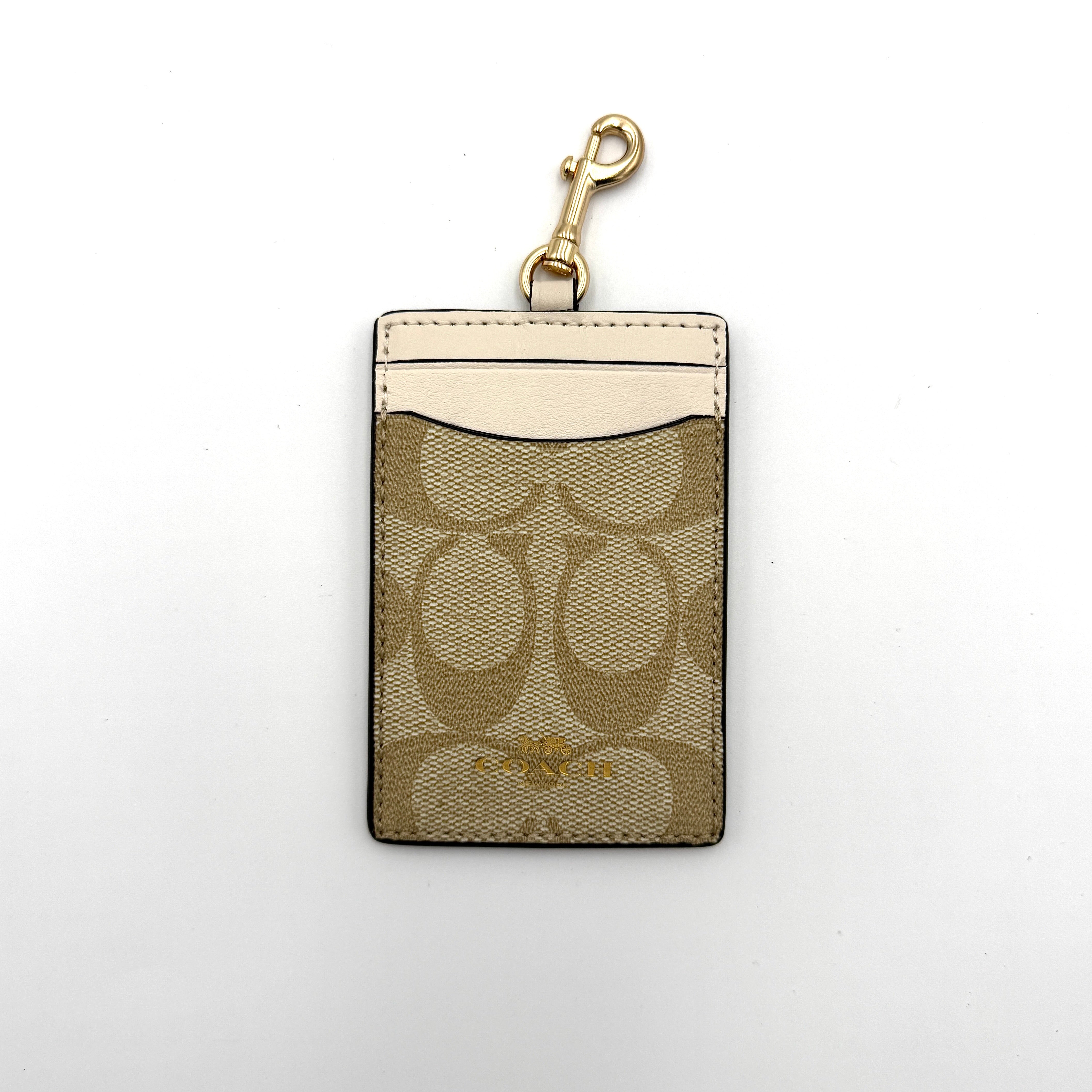 Coach Signature Canvas ID Lanyard Light Khaki