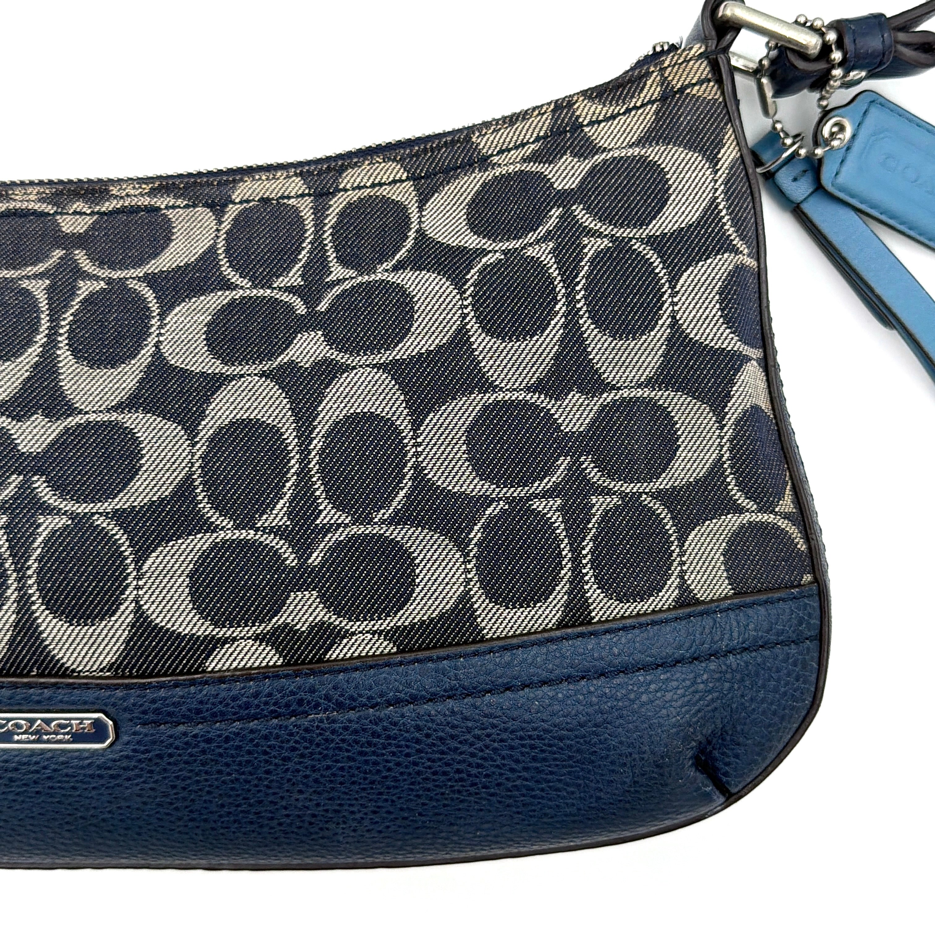 Coach 2Way Signature Denim Crossbody Bag Blue
