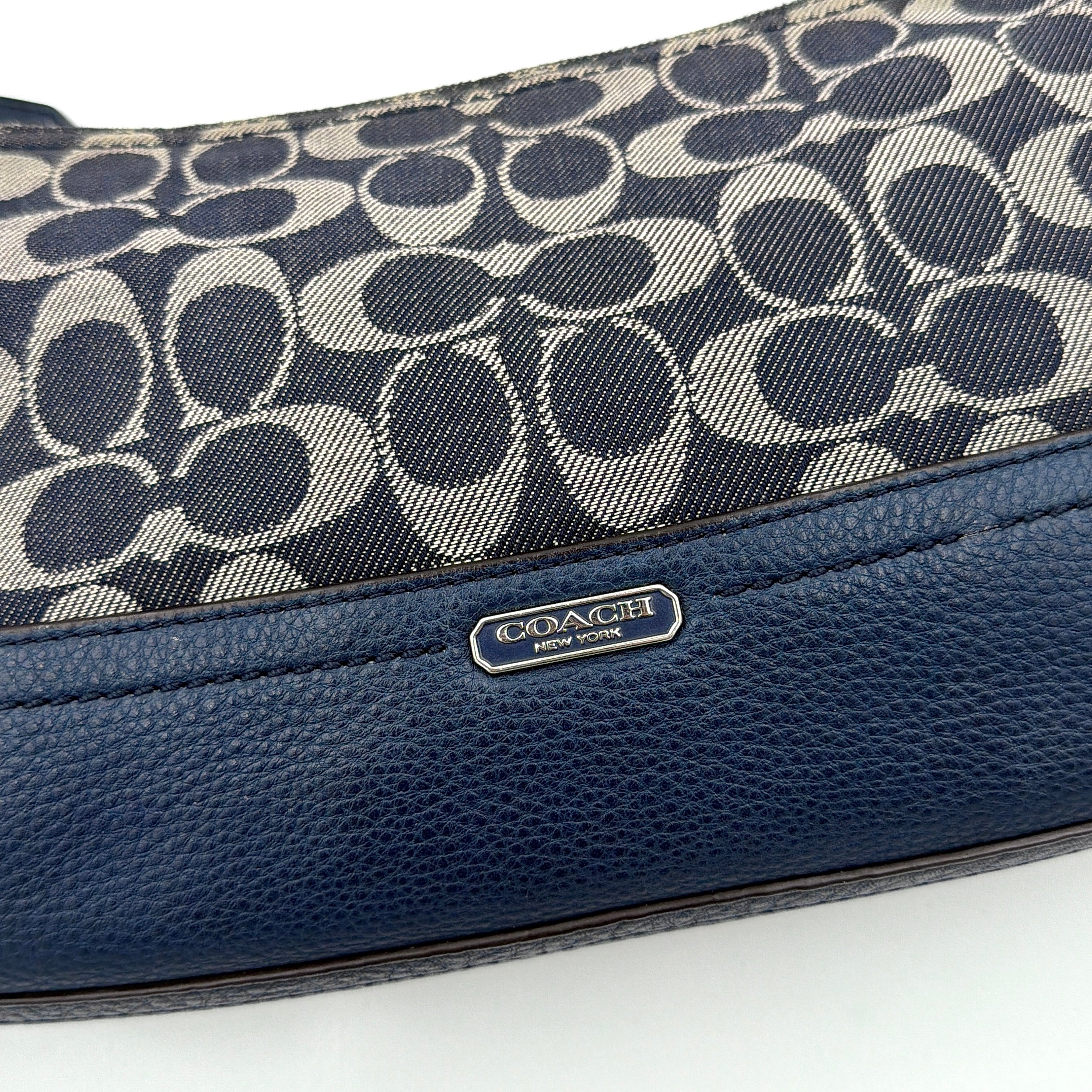 Coach 2Way Signature Denim Crossbody Bag Blue