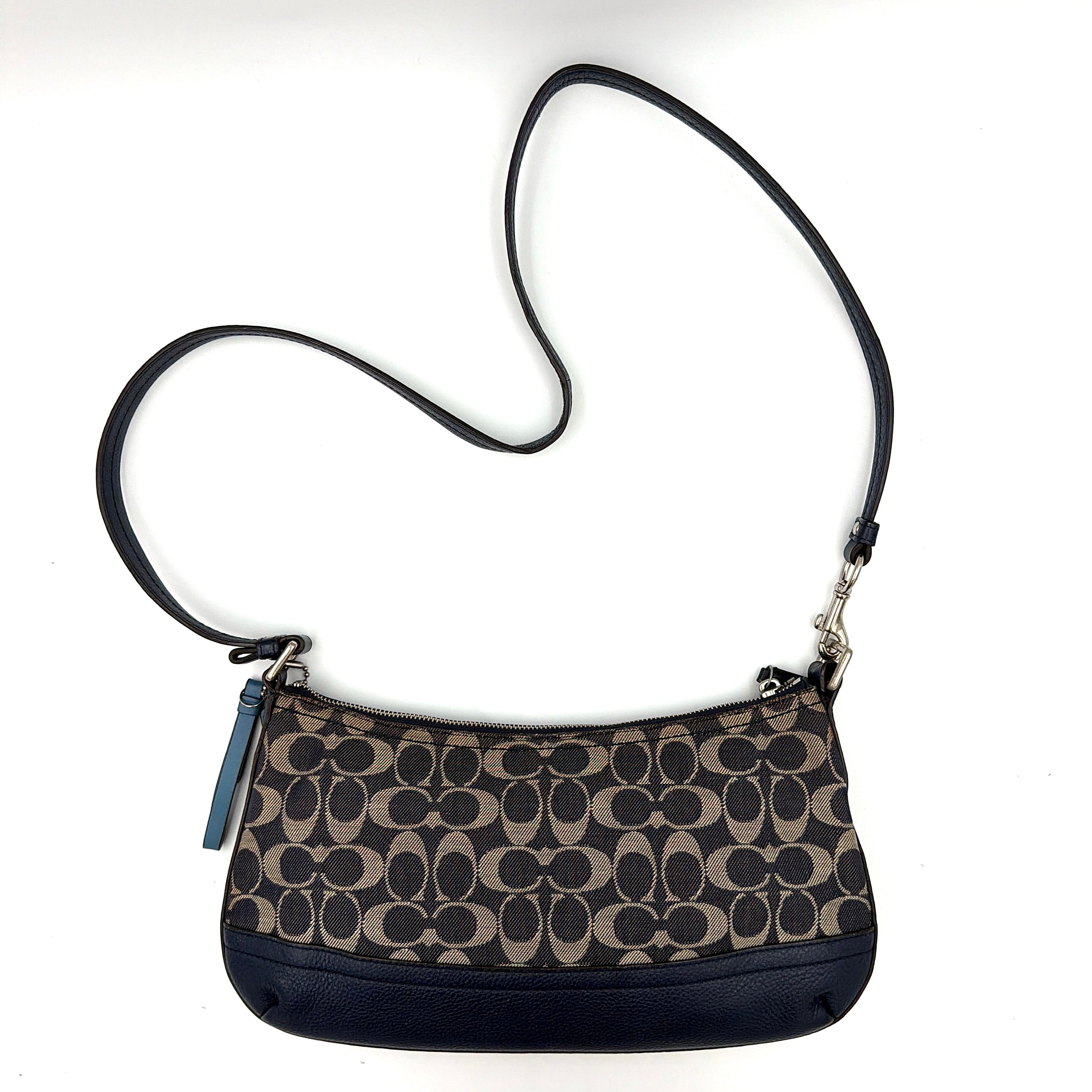 Coach 2Way Signature Denim Crossbody Bag Blue