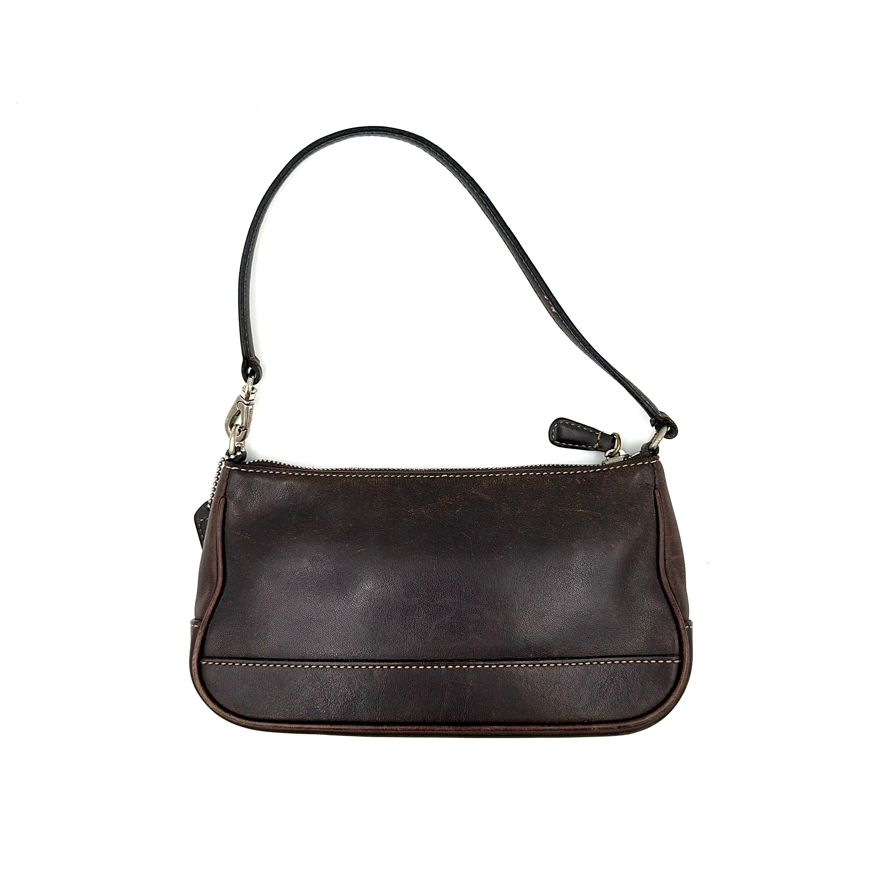 Coach Y2K Demi Leather Shoulder Bag Dark Brown
