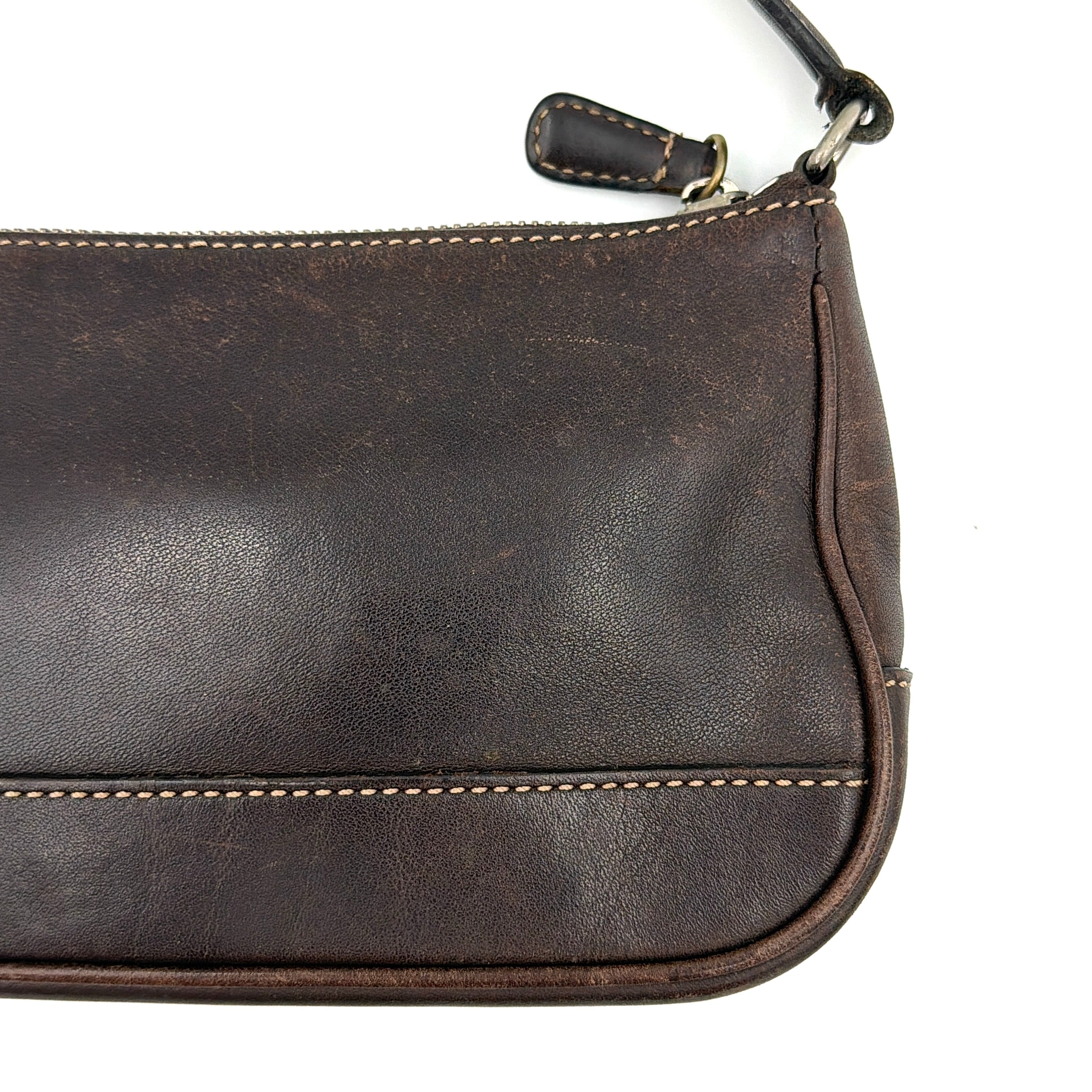 Coach Y2K Demi Leather Shoulder Bag Dark Brown