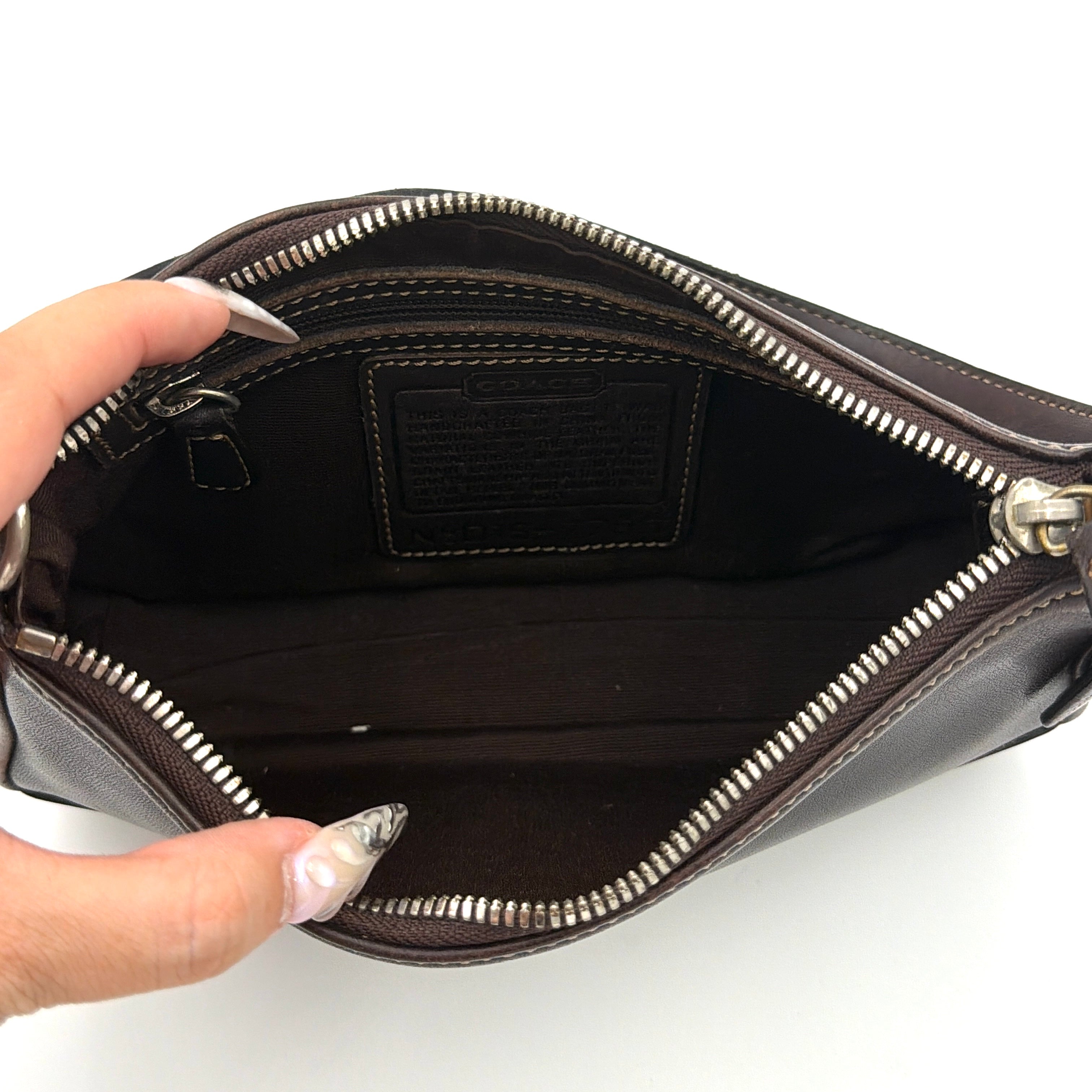 Coach Y2K Demi Leather Shoulder Bag Dark Brown