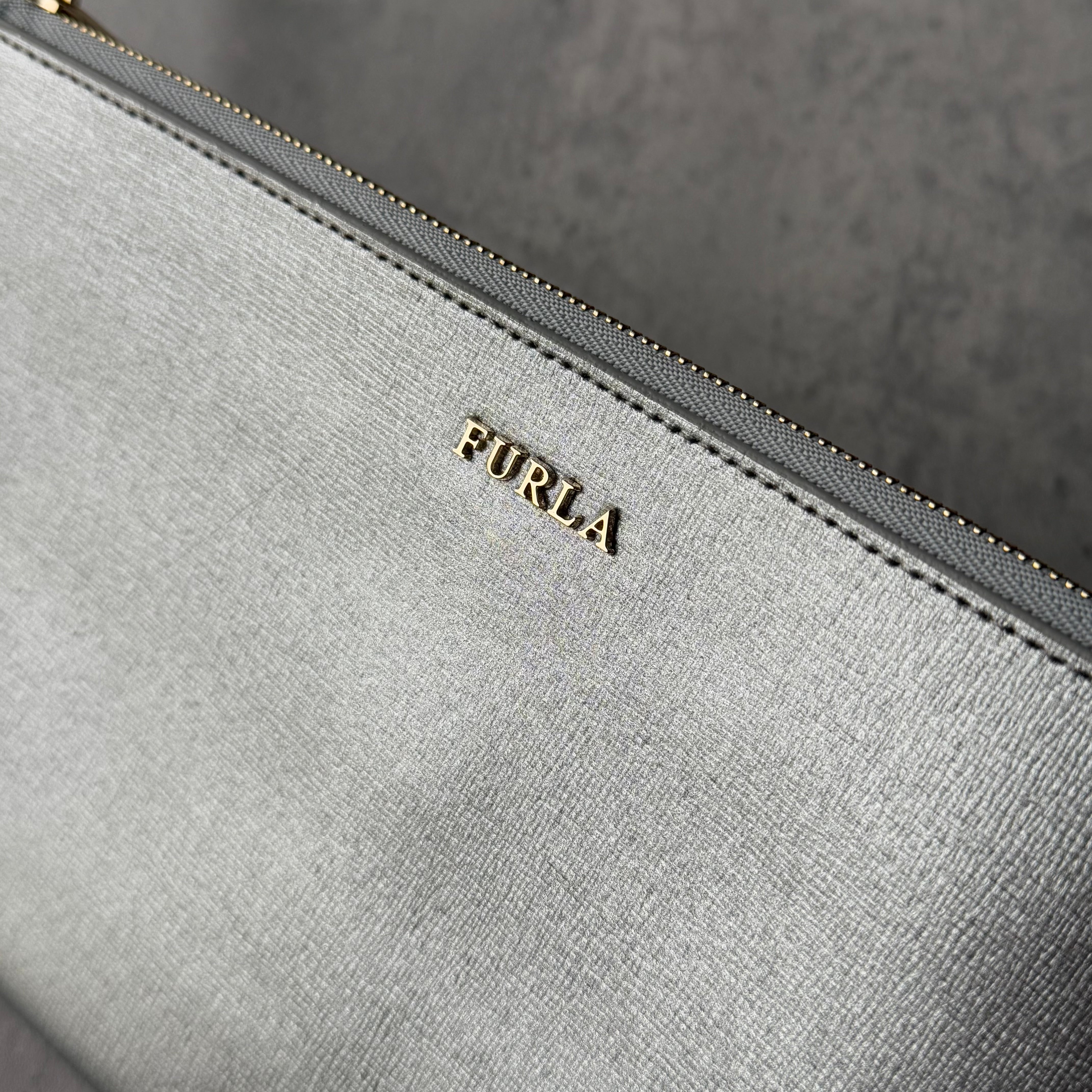 Furla XL Envelope Metallic Silver Wristlet