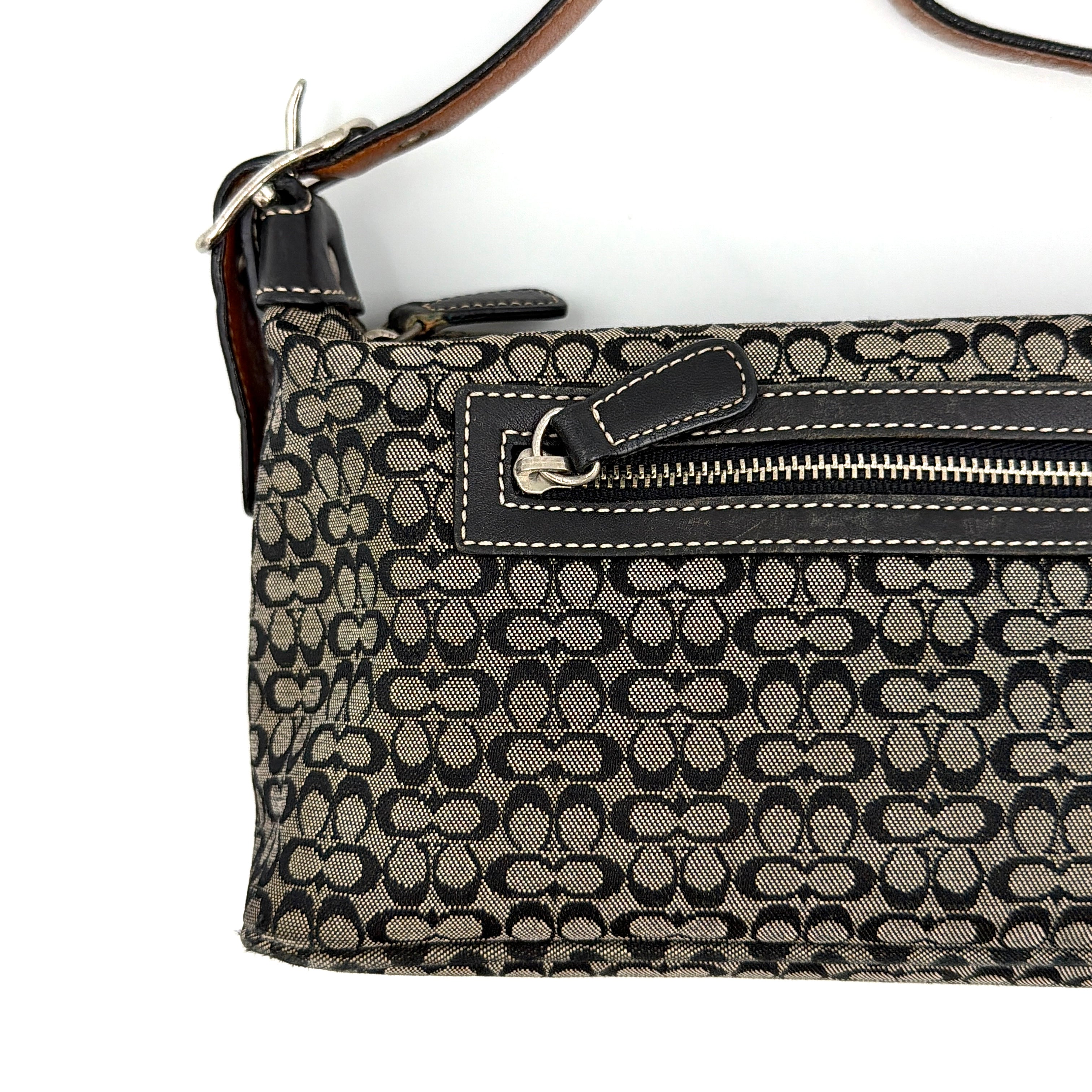 Coach Signature Hobo Shoulder Bag Grey/Black