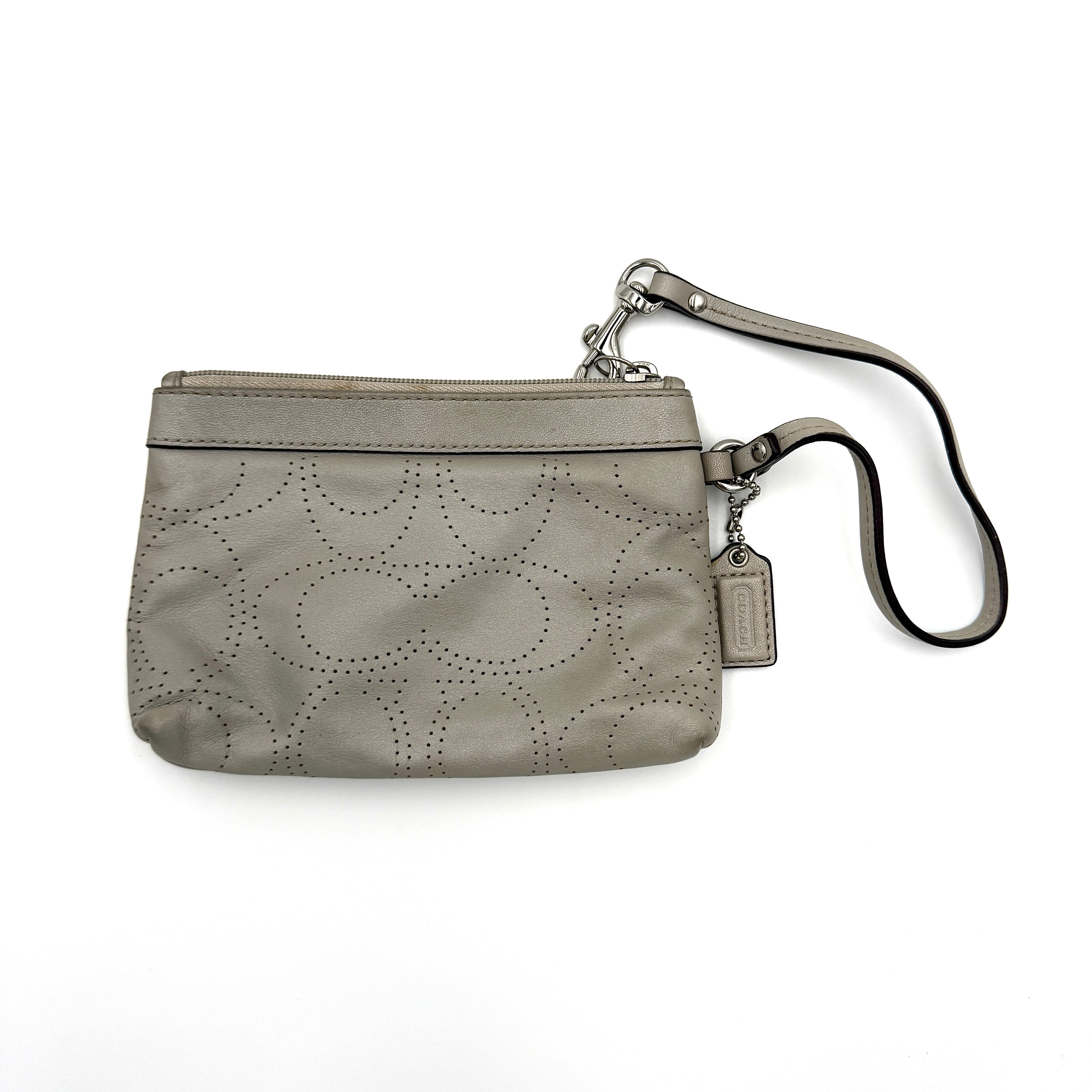 Coach Perforated C Wristlet Grey