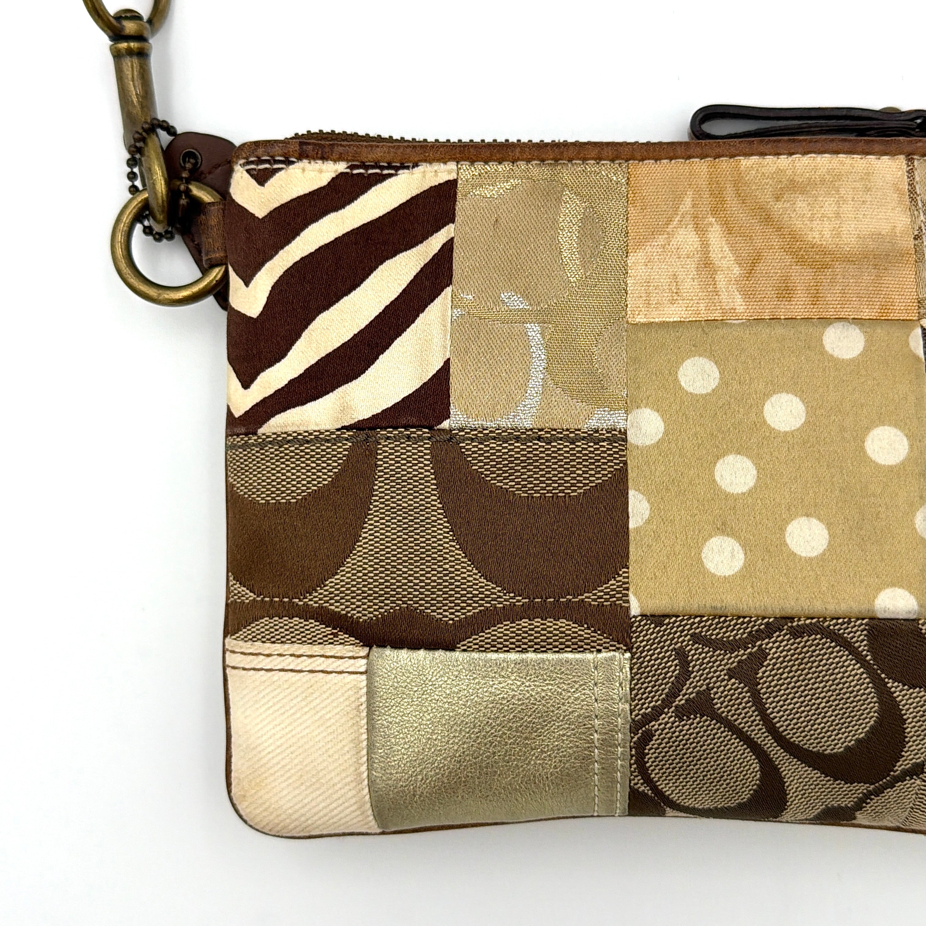 Coach 2Way Signature Brown Patchwork Leopard Shoulder Bag