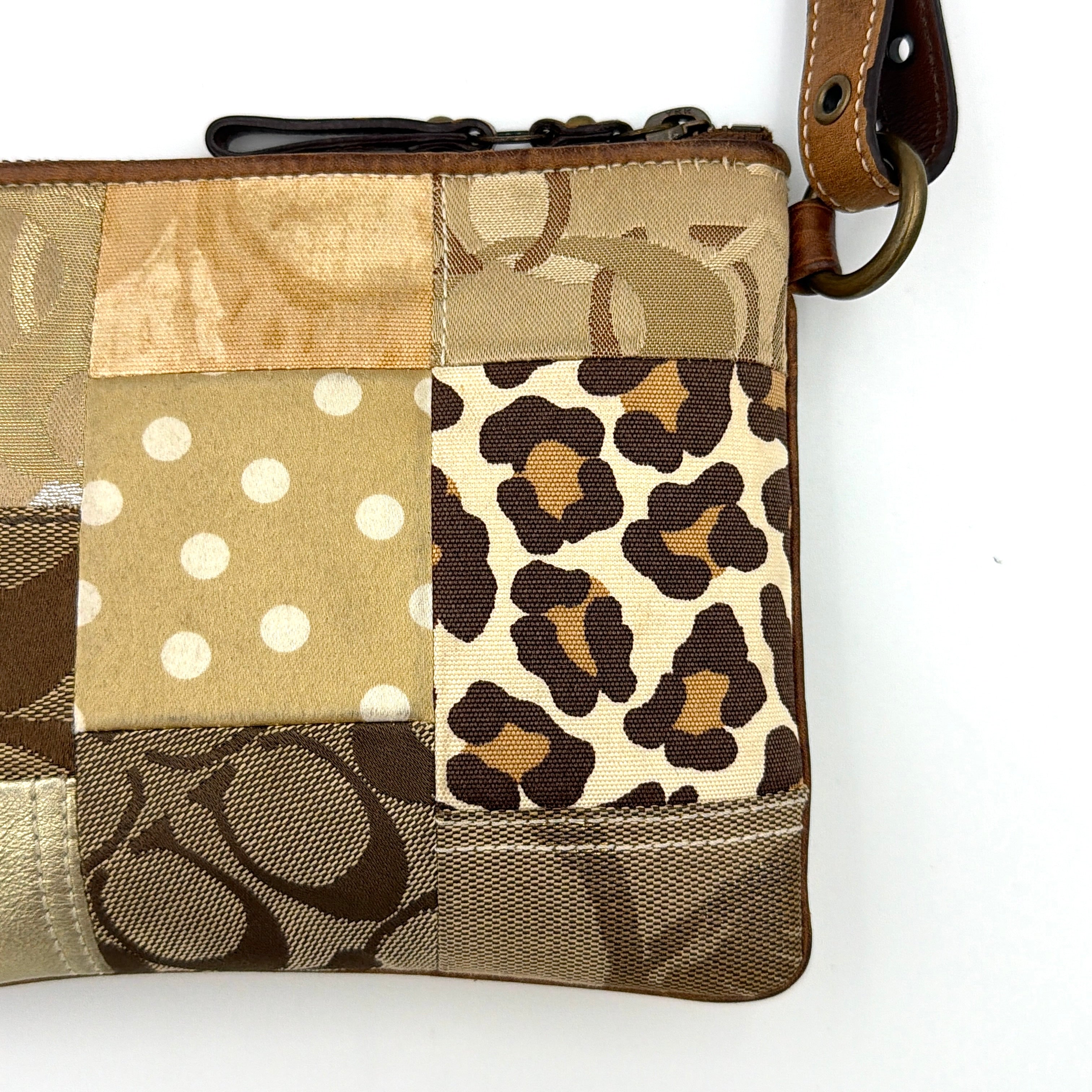 Coach 2Way Signature Brown Patchwork Leopard Shoulder Bag