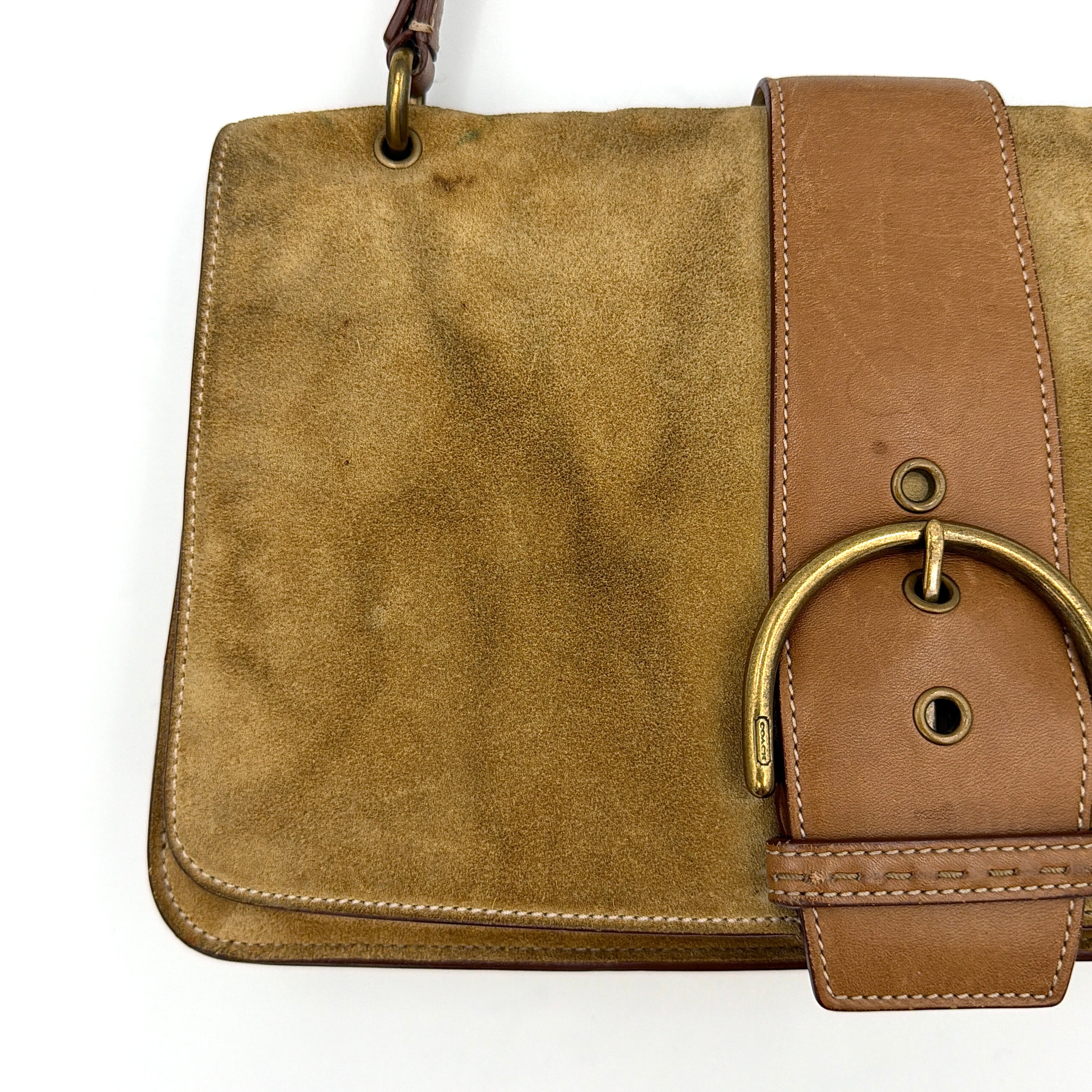Coach Y2K Soho Buckle Suede Shoulder Bag Tan