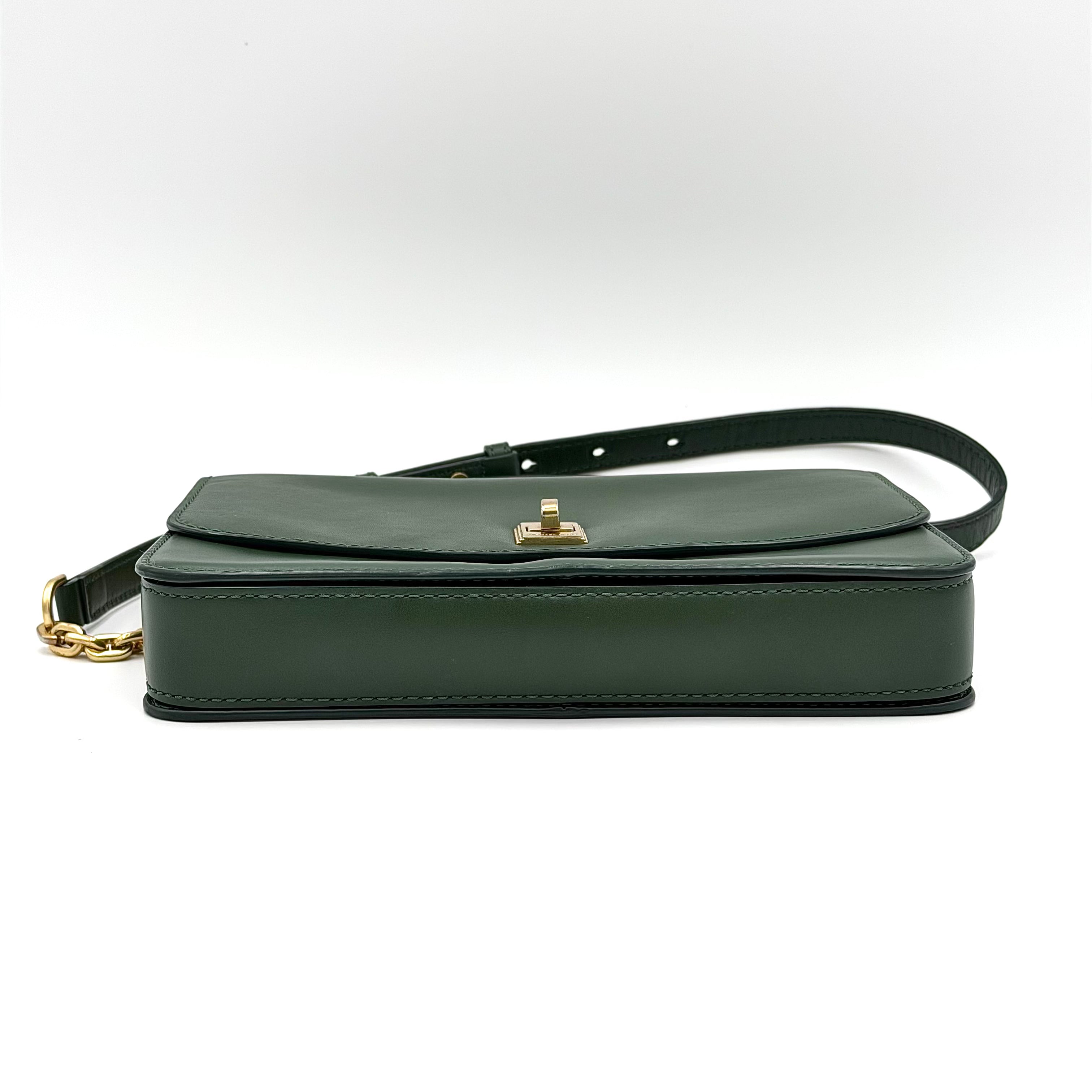 Michael Kors Natalie Medium Leather Messenger Bag Green