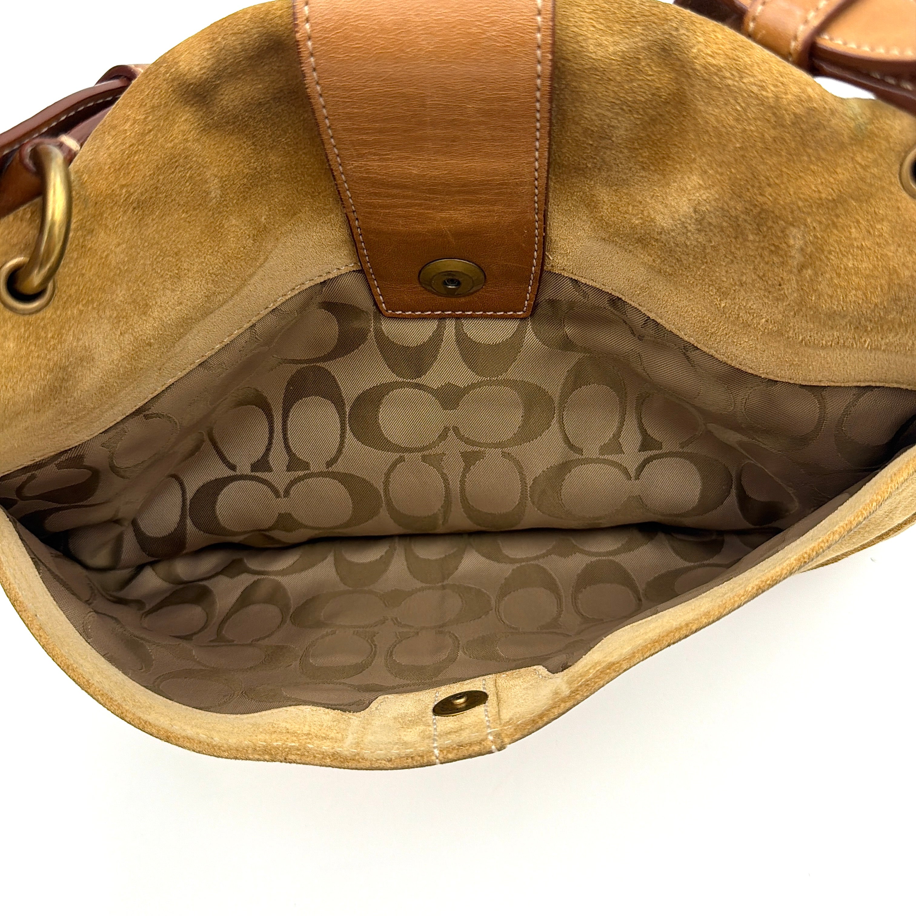 Coach Y2K Soho Buckle Suede Shoulder Bag Tan