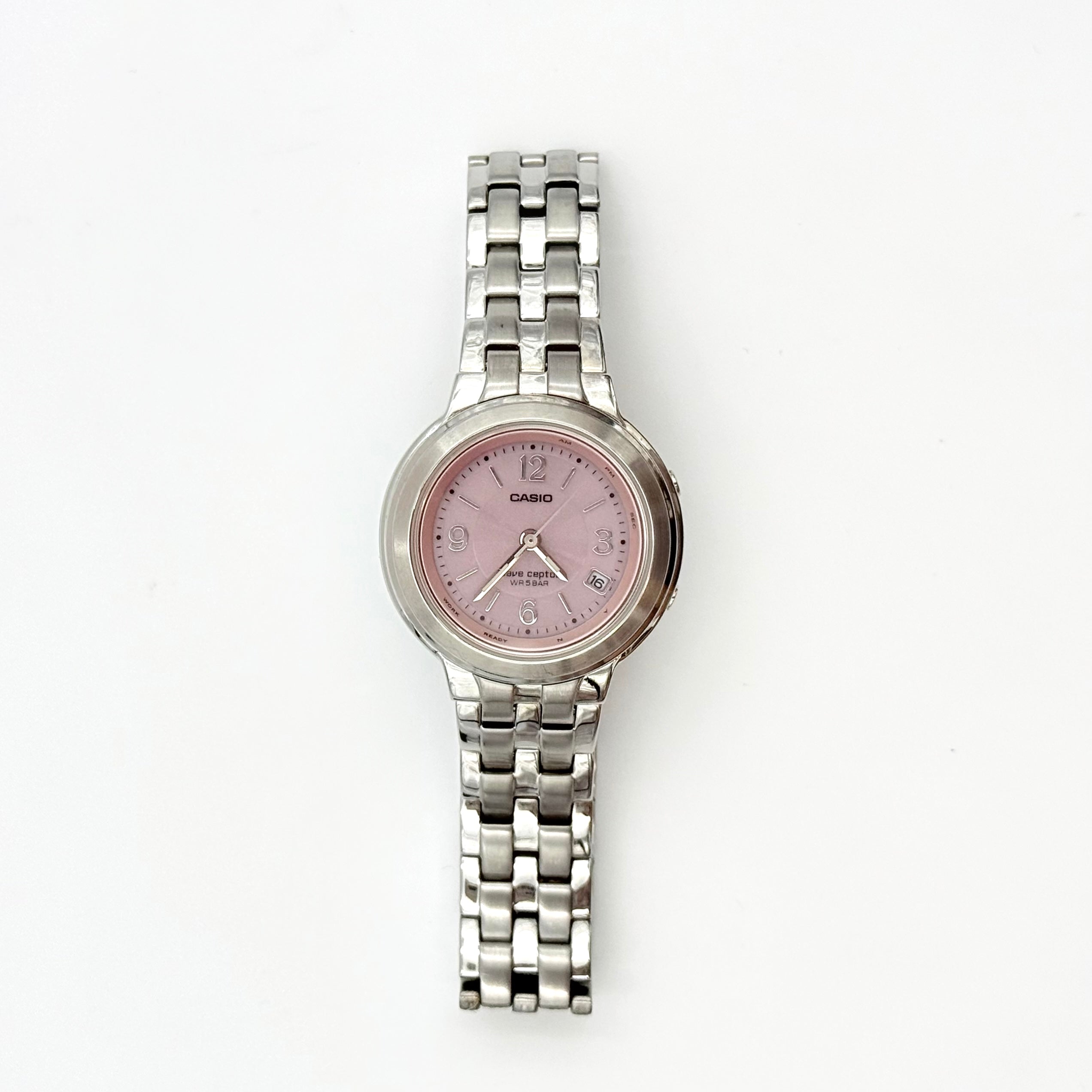 Casio Wave Ceptor LWQ-120 Pink Dial Stainless Steel Watch
