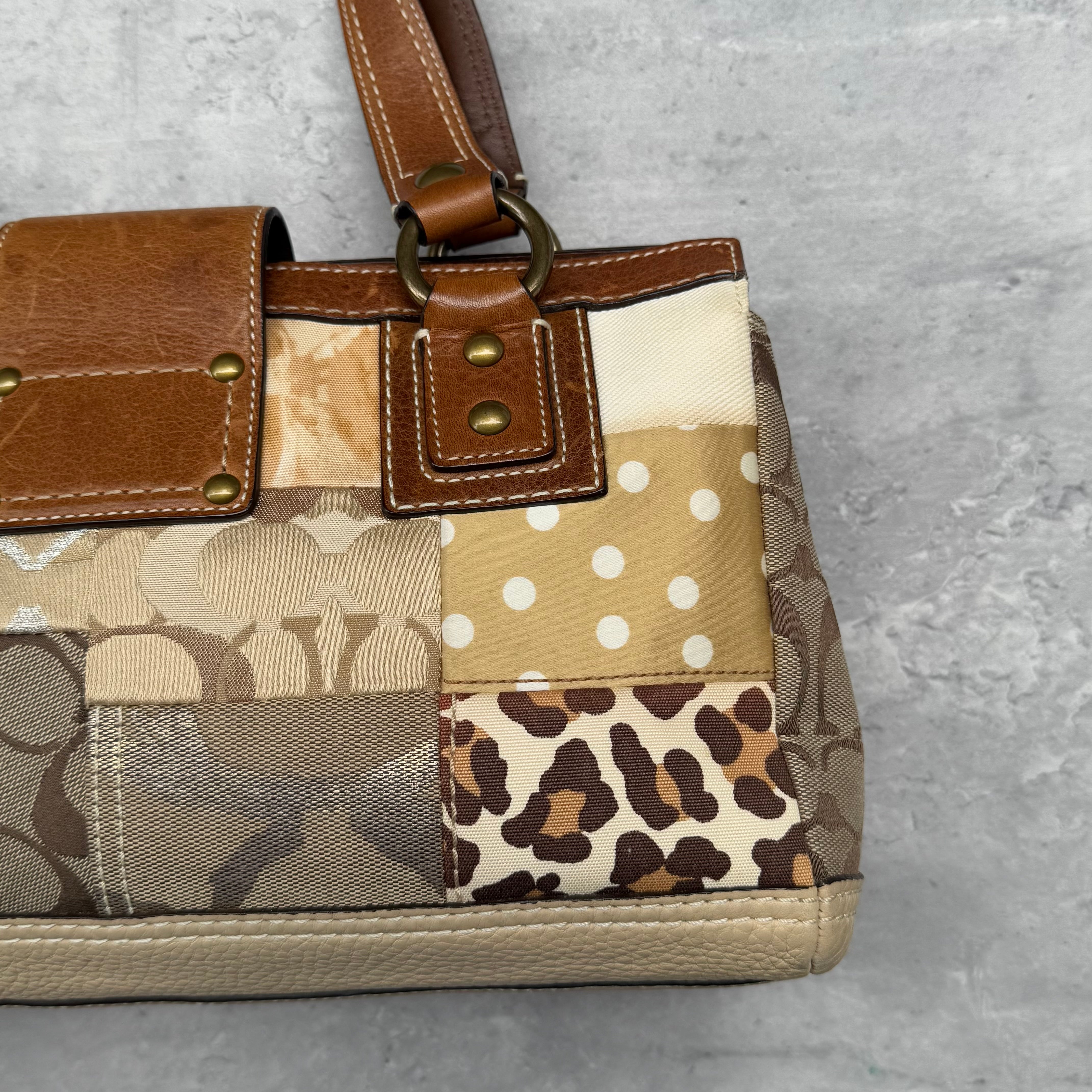 Coach Y2K Signature Soho Patchwork Turnlock Shoulder Bag Brown/Gold