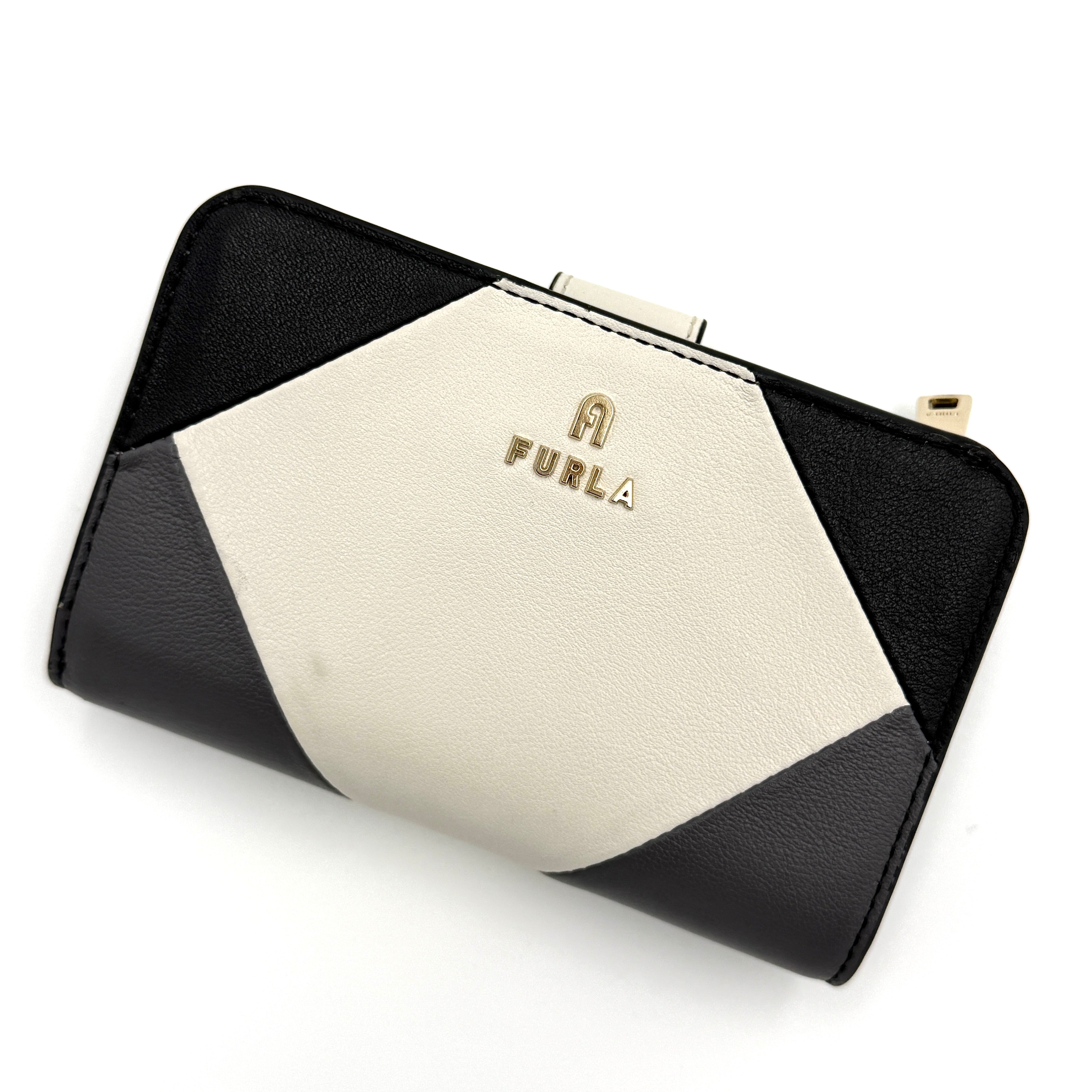 Furla Camelia M Compact Wallet Black/White