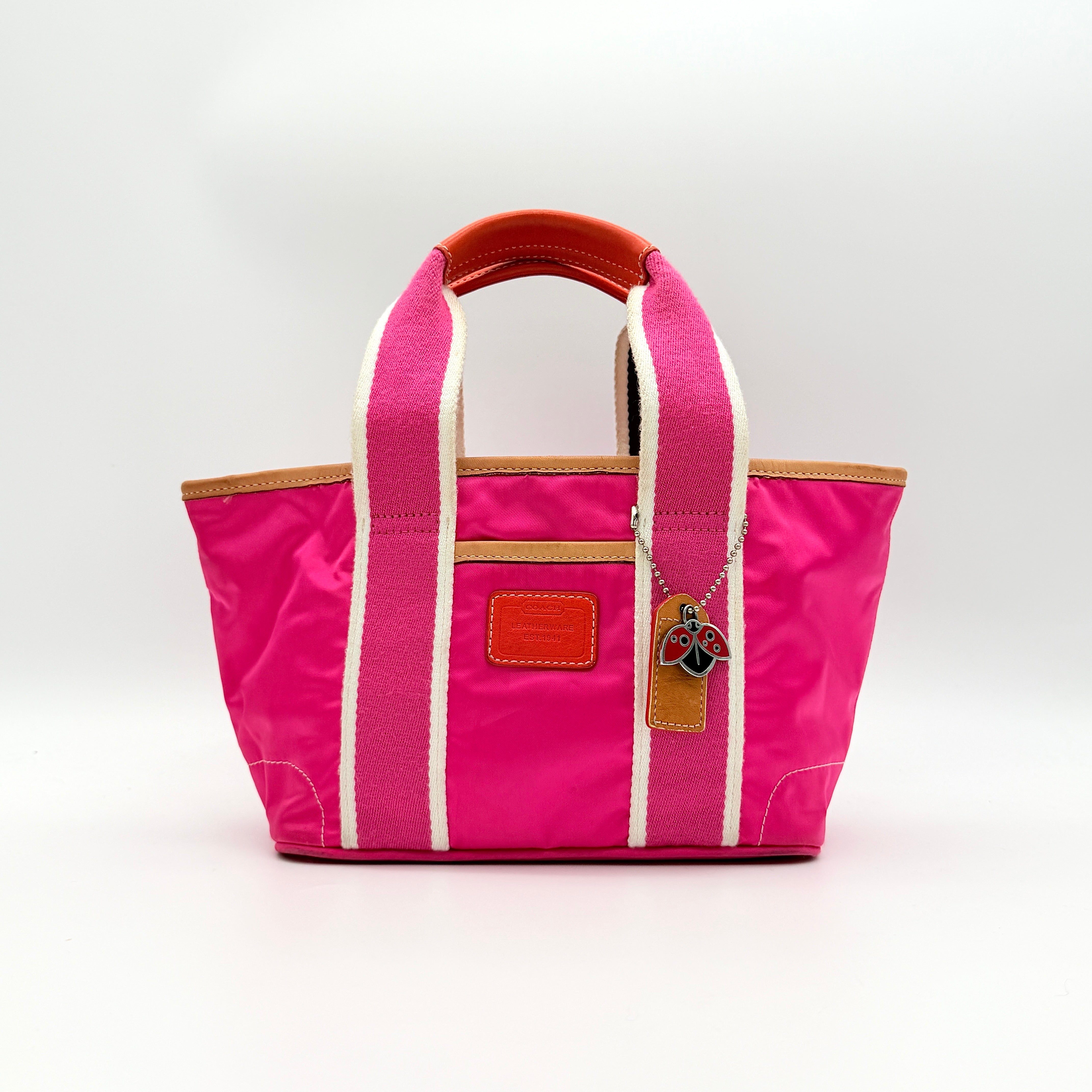 Coach Hampton Nylon Mini Tote Bag Hot Pink