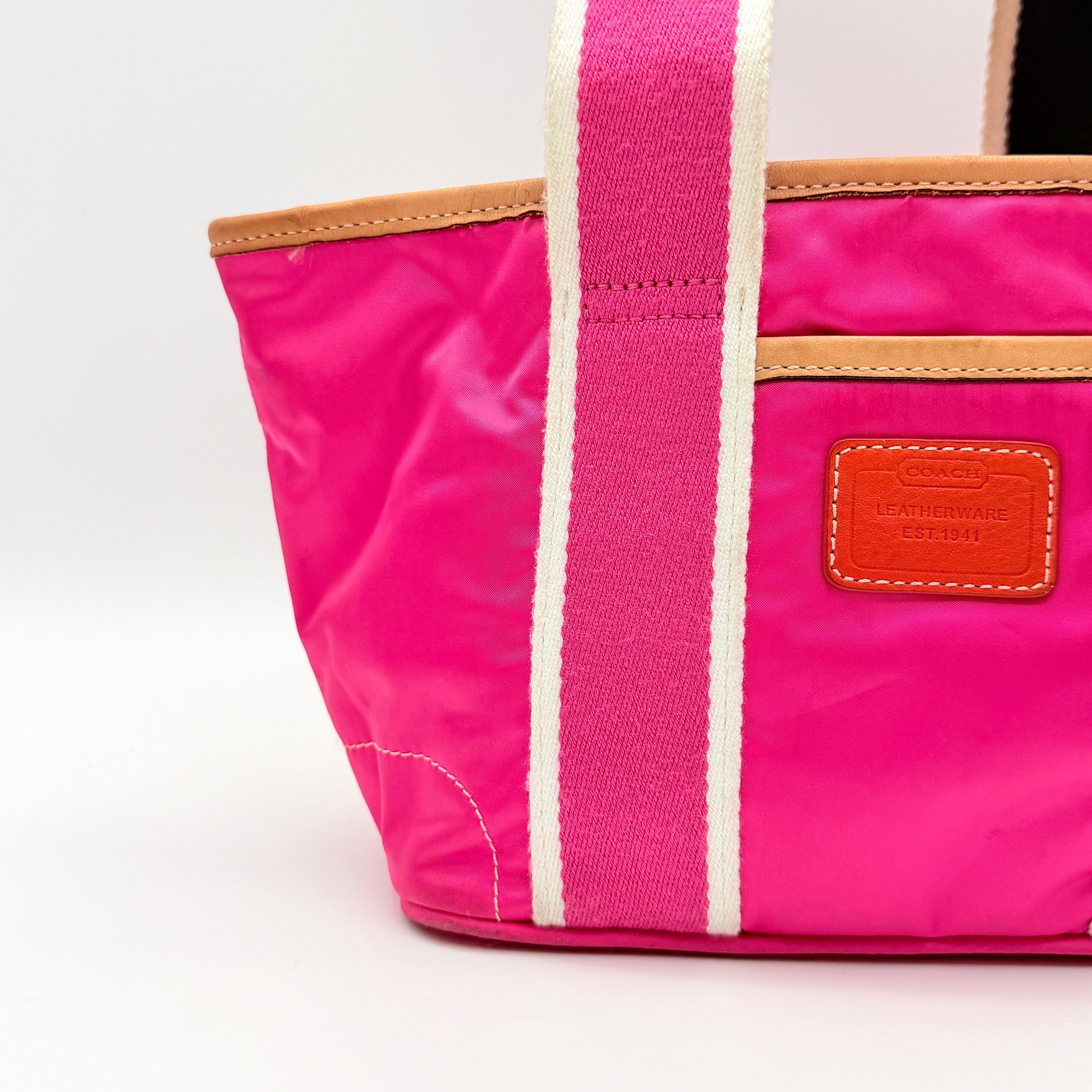 Coach Hampton Nylon Mini Tote Bag Hot Pink