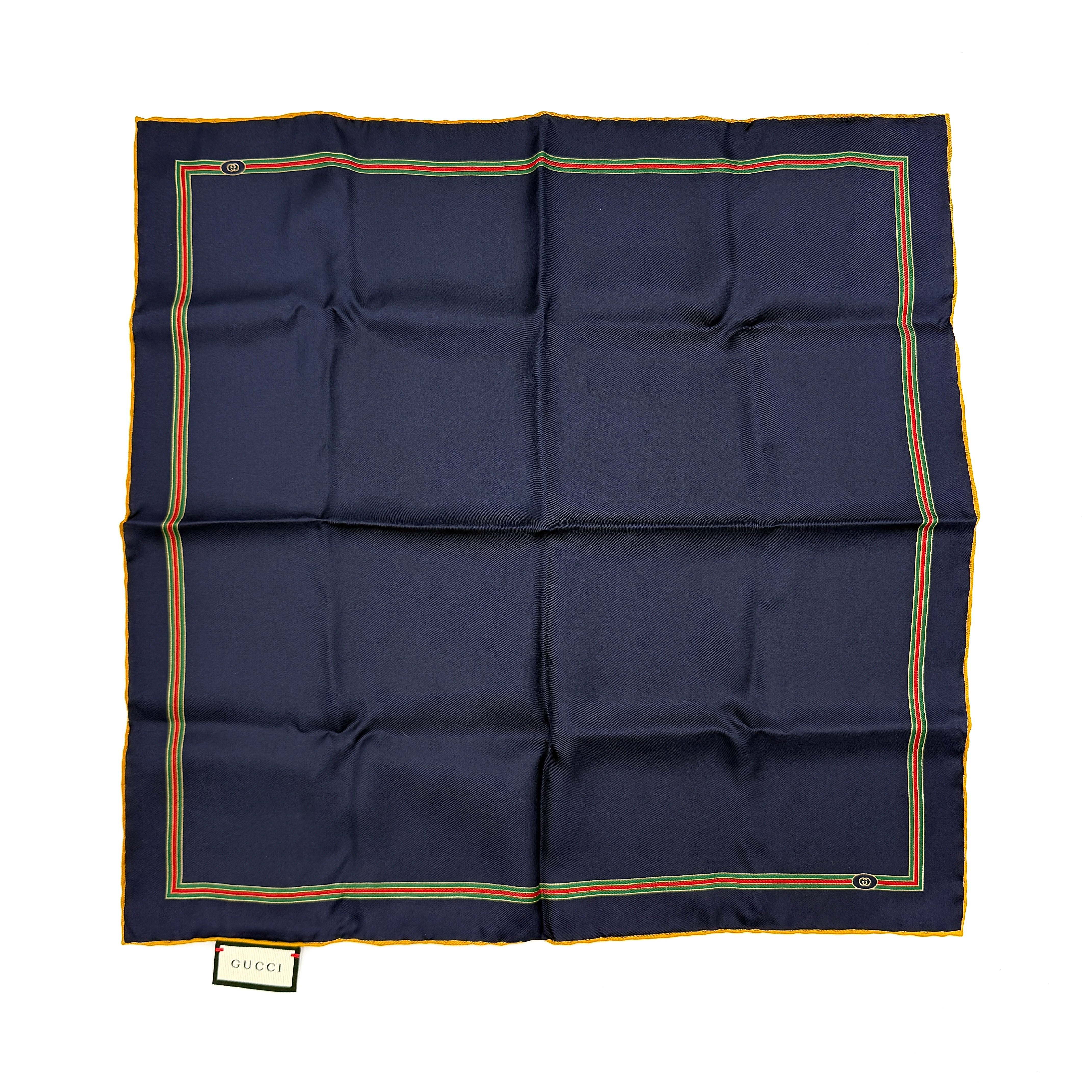 Gucci Web Silk Scarf Navy Blue