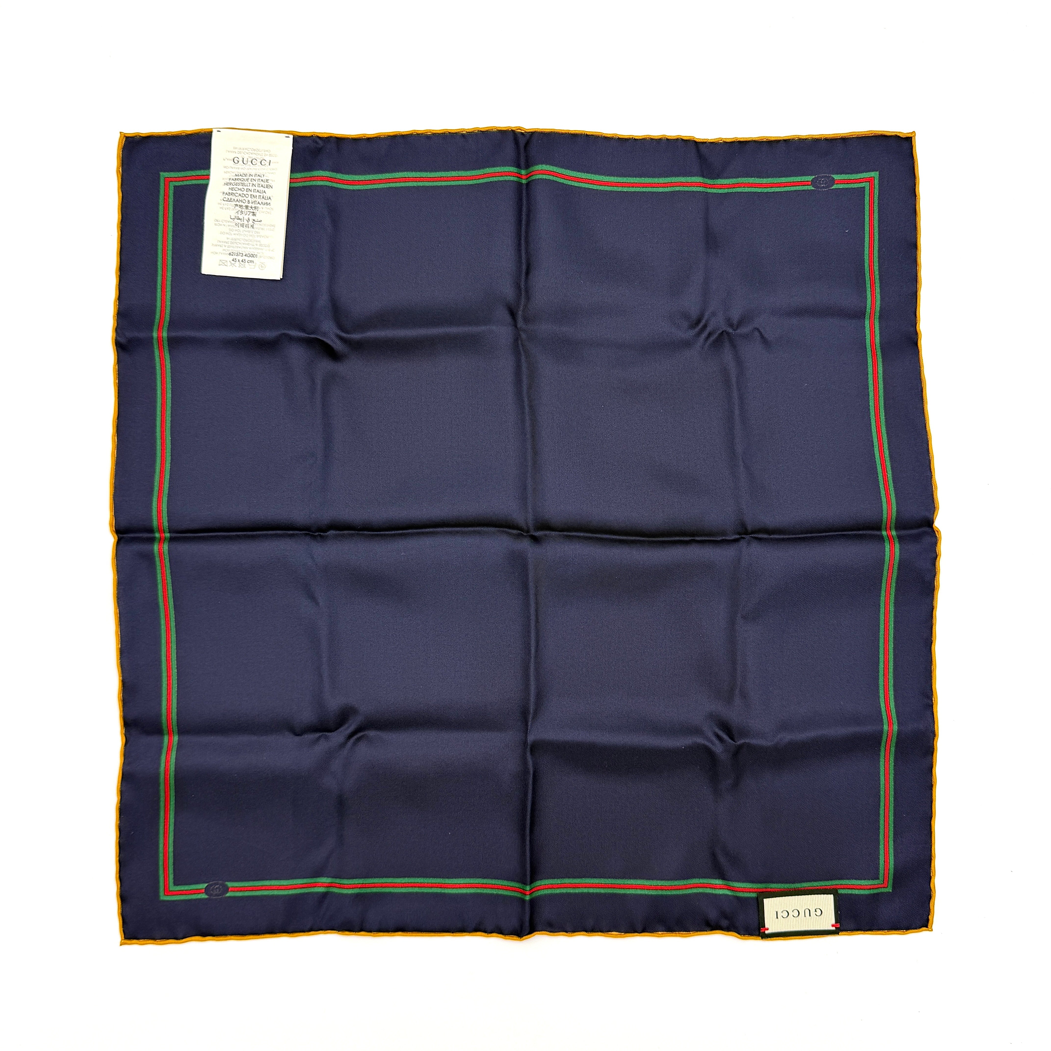 Gucci Web Silk Scarf Navy Blue